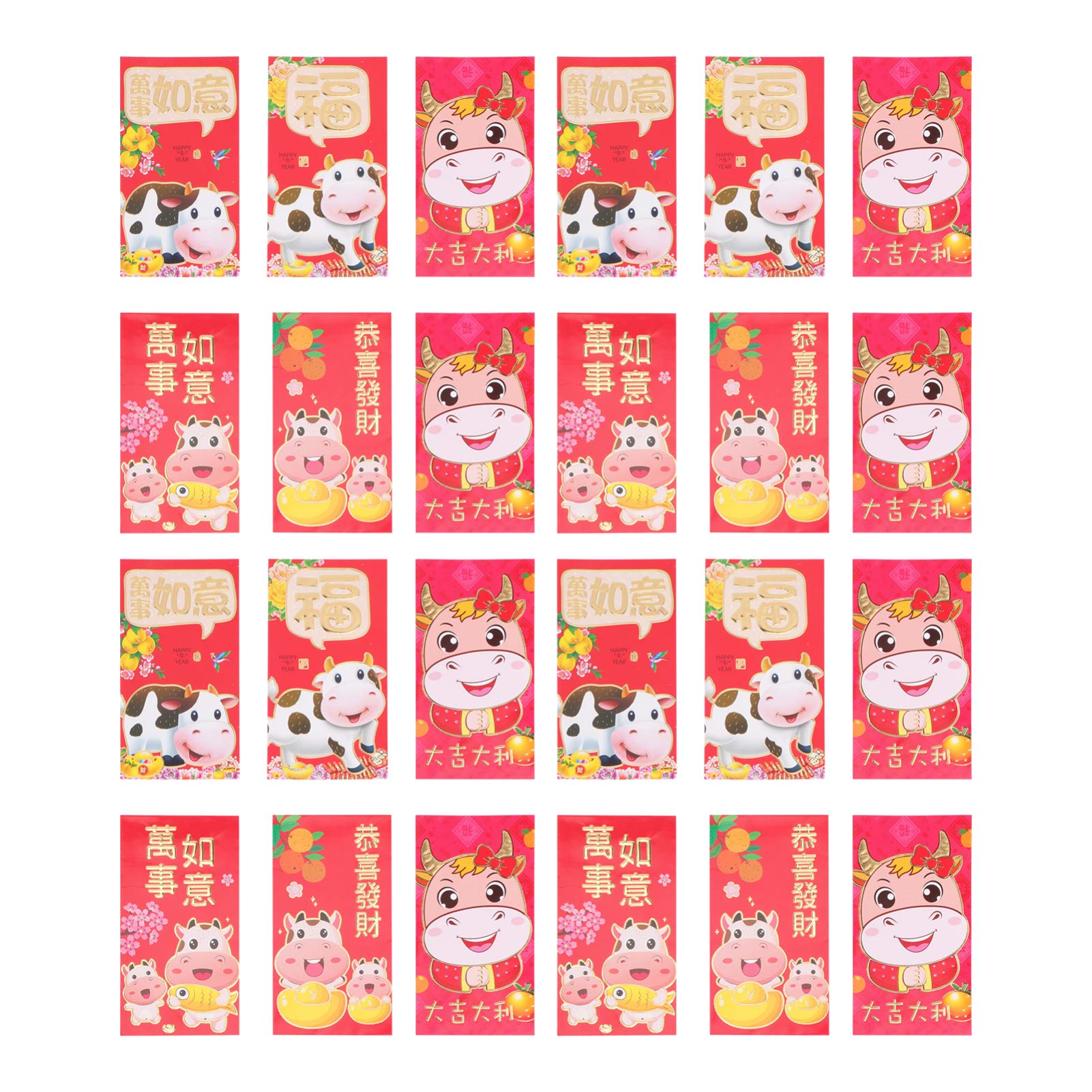 60Pcs 2021 Chinese New Year Red Envelopes - Ox Zodiac Lucky Money Packets, Hong Bao for Spring Festival Gifts, Chinese New Year Decorations (Random Styles) - Perfect for Lunar New Year Celebrations, Family Reunions and Blessing Ceremonies