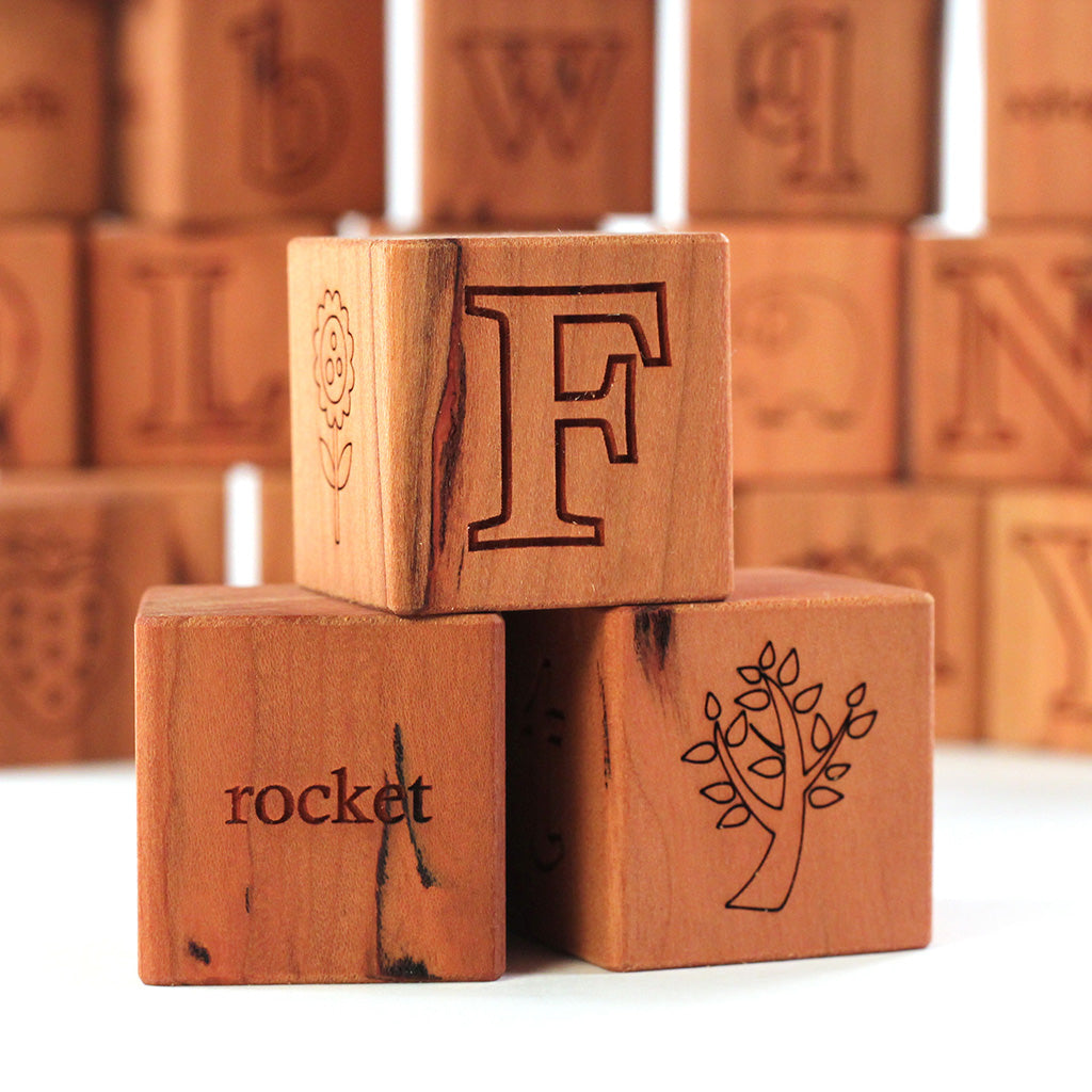Imperfect Picture Alphabet Blocks - Wooden ABC Learning Toys for Toddlers, Educational Building Blocks for Kids - Perfect for Preschool Learning & Playroom Decor