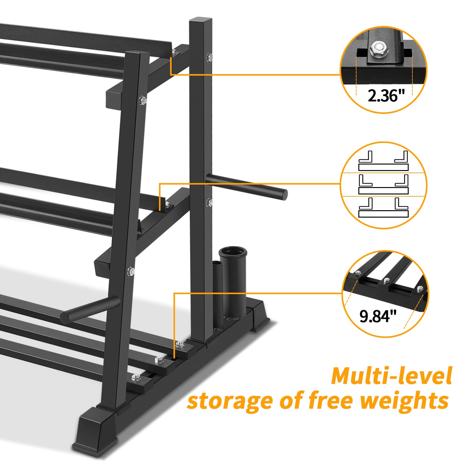 Dumbbell Rack Stand - Heavy Duty 1100LBS Capacity Home Gym Storage for Dumbbells, Kettlebells & Weight Plates | Space-Saving Workout Equipment for Garage, Basement & Home Fitness Rooms