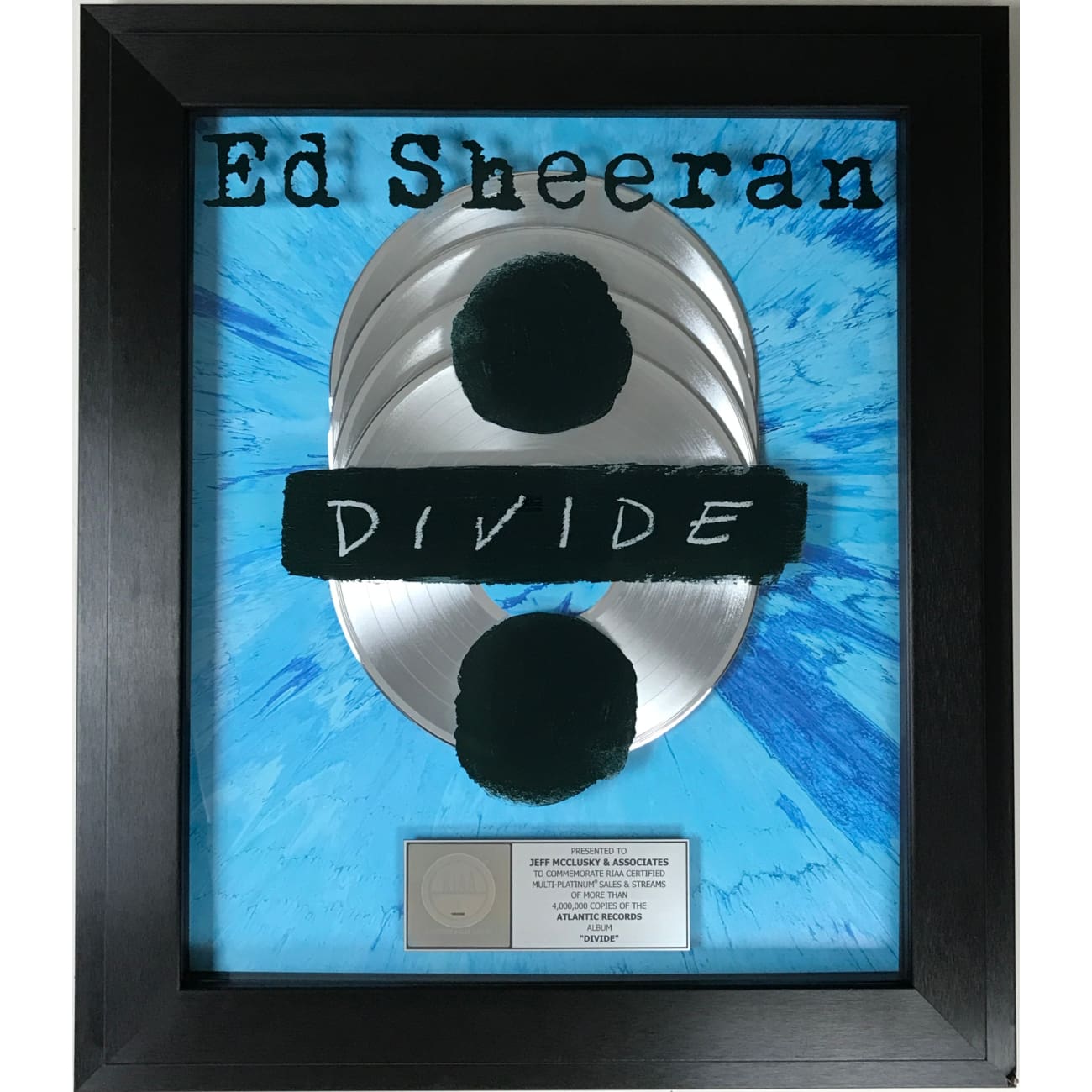 Ed Sheeran Divide Album - 4x Multi-Platinum RIAA Certified Award - Perfect for Music Collectors, Fan Displays & Award Show Decorations
