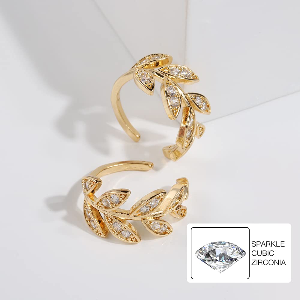 Vercret Gold Cuff Earrings for Women - Adjustable Cartilage Ear Cuff with CZ Stones, No Piercing Wrap Around Ear Clip - Perfect for Parties, Weddings & Everyday Wear