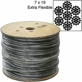 7x19 Galvanized Steel Cable Roll - 1,000 ft Heavy Duty Wire Rope for Construction, Fencing & Marine Applications