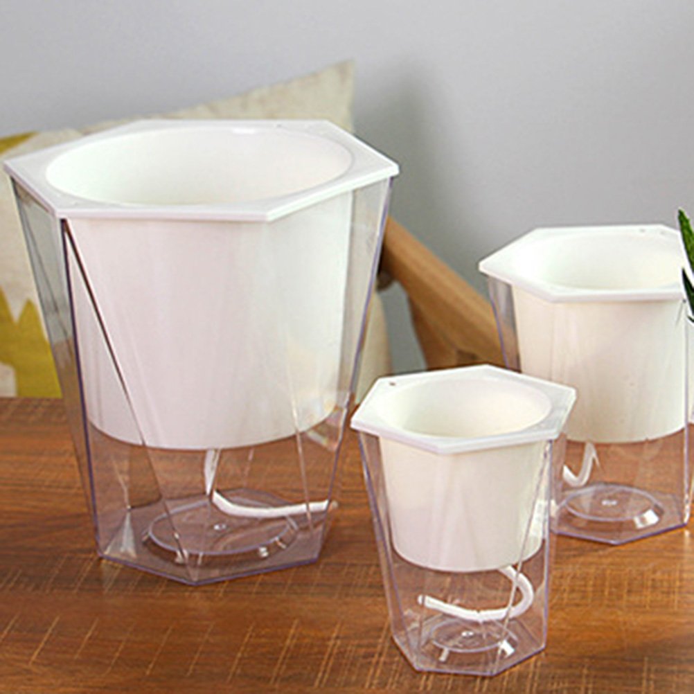 Stylish Hemoton Double Deck Planter - Transparent Indoor Garden Planter with Self-Watering System, Square Flower Pots for Home Decor (G103) - Perfect for Windowsills, Balconies & Office Spaces