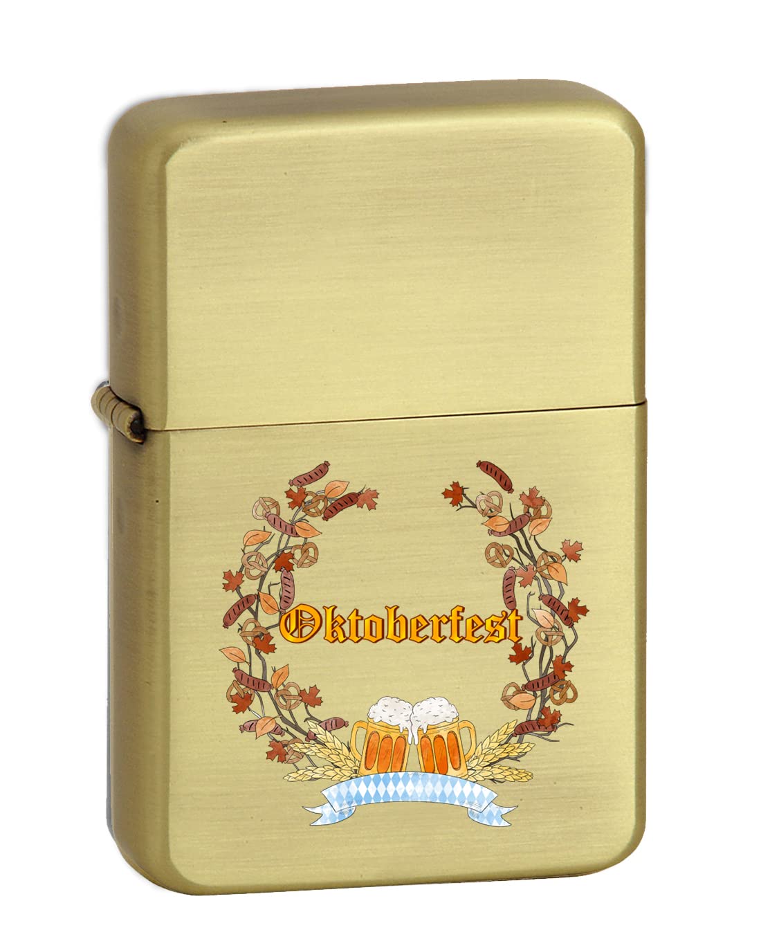 Vintage Oktoberfest Wreath Lighter - Brushed Brass Thunderbird Design, Printed Vector KGM - Perfect for Beer Festivals, Home Decor & Collector's Items