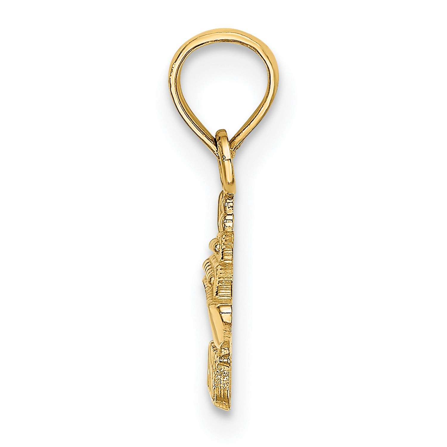 14K Yellow Gold Nassau Word Cruise Ship Pendant Necklace - 7mm x 24mm Elegant Jewelry for Travel Lovers & Cruise Vacations