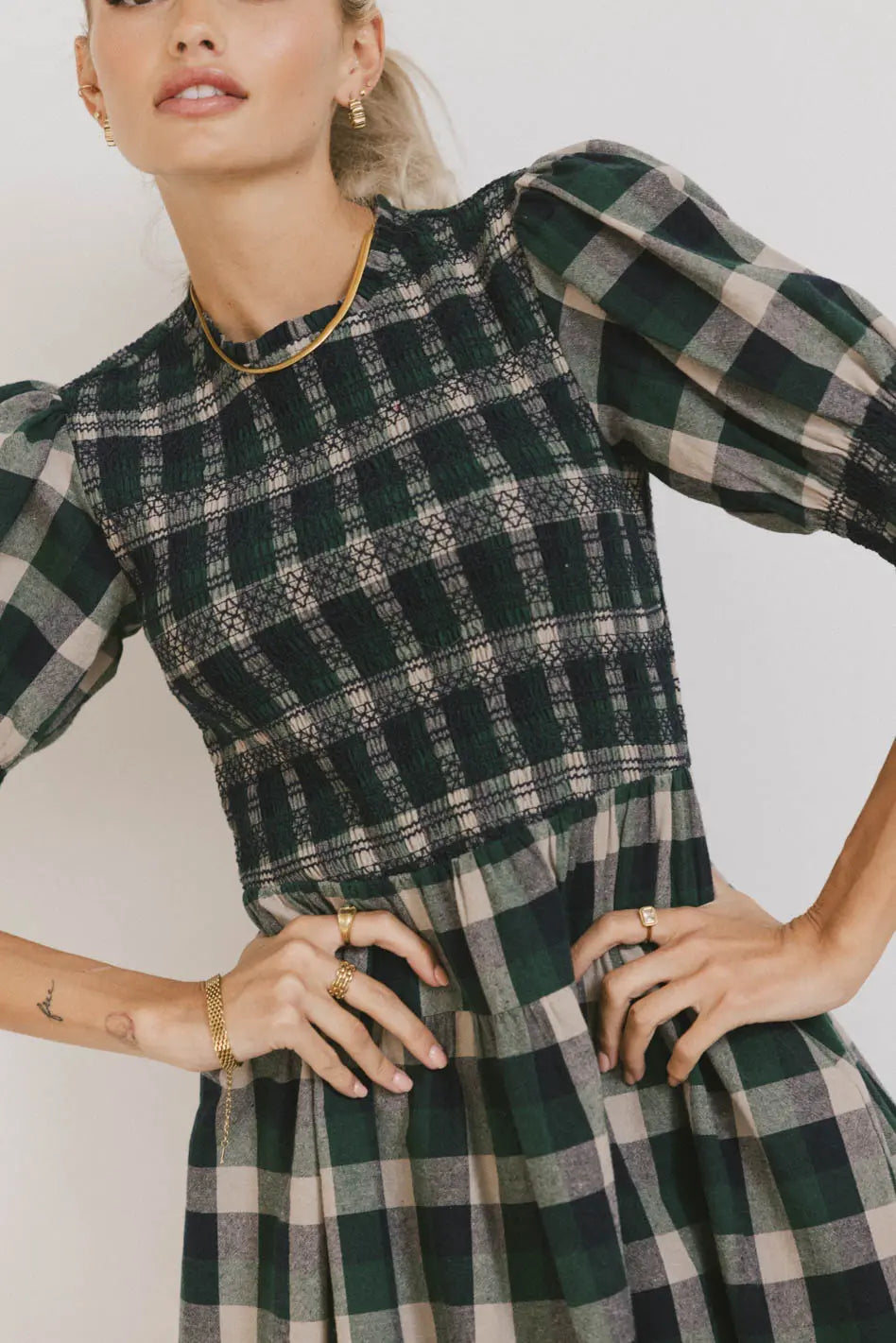 Emmett Plaid Smocked Mini Dress for Women | Floral Print Summer Dress | Perfect for Parties, Dates & Casual Outings