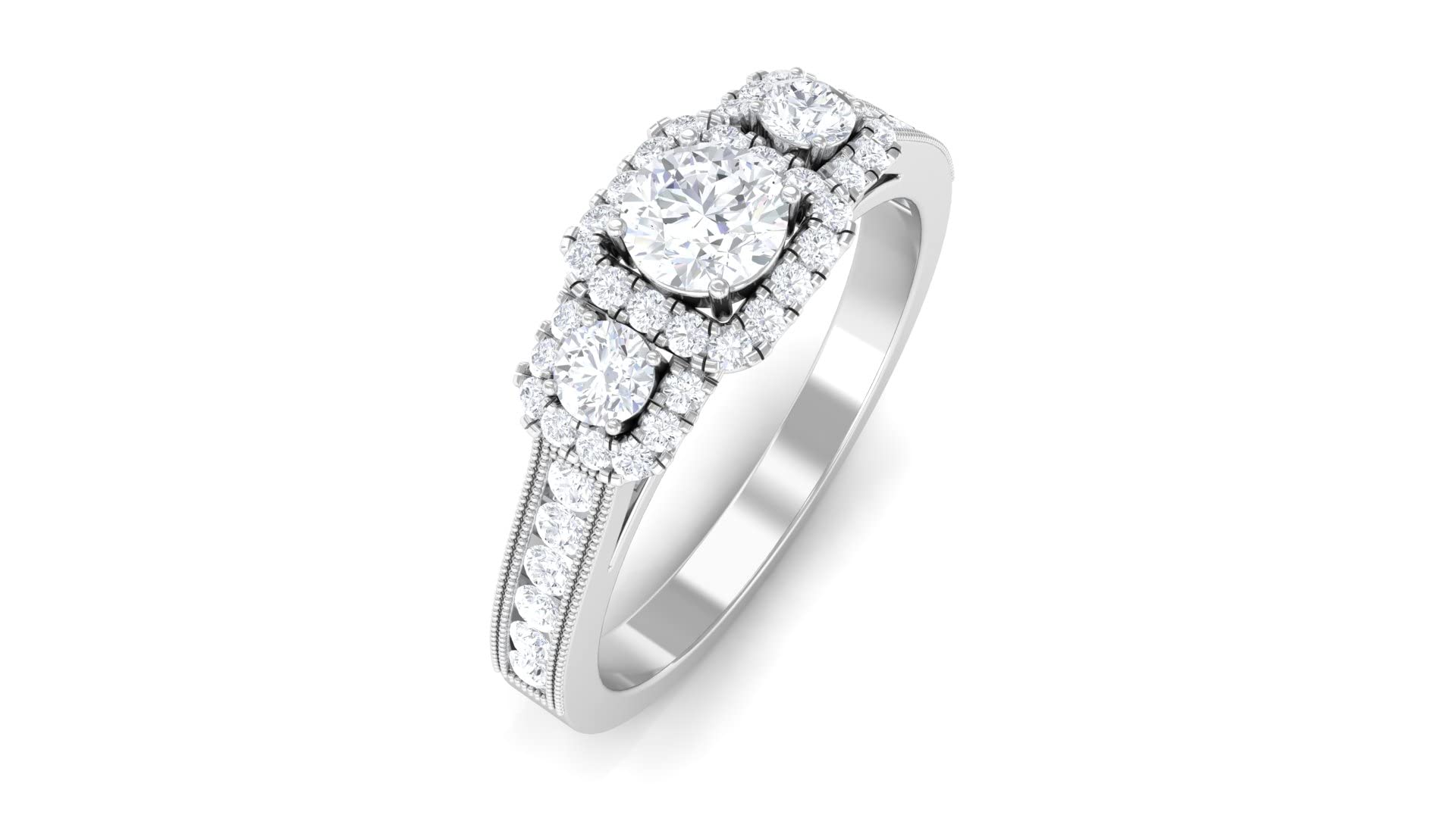 1 CT Three Stone Moissanite Engagement Ring for Women - 14K Solid Gold Vintage Inspired Wedding Band - Certified Durable Moissanite Jewelry - Perfect for Proposals, Anniversaries & Special Occasions