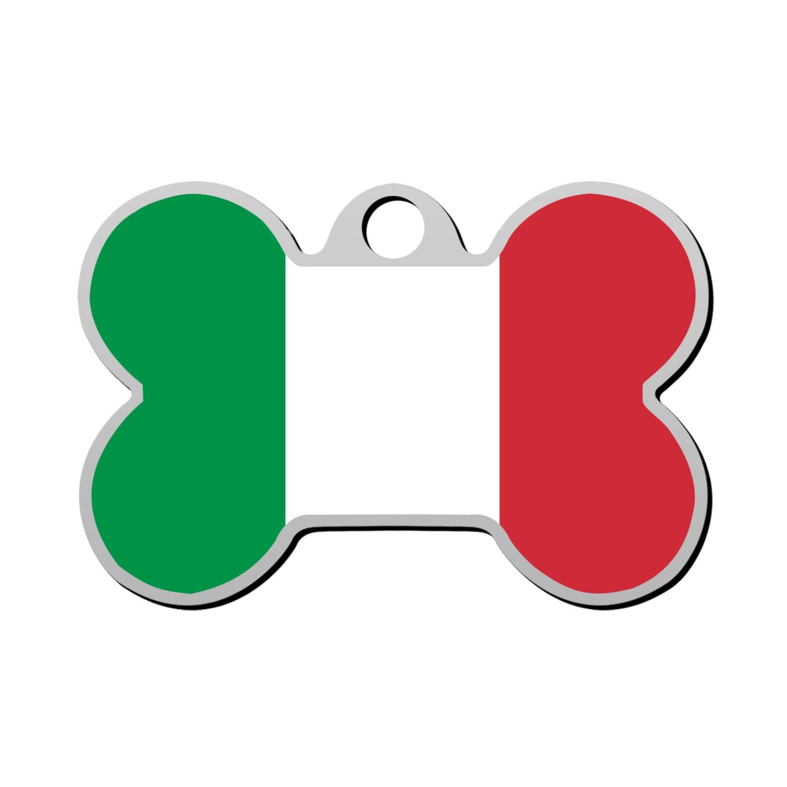 Personalized Italian Flag Pet ID Tag - Custom Bone Shaped Dog & Cat Tag with 3D Printed Name & Phone Number | Perfect for Travel, Daily Walks & Pet Safety