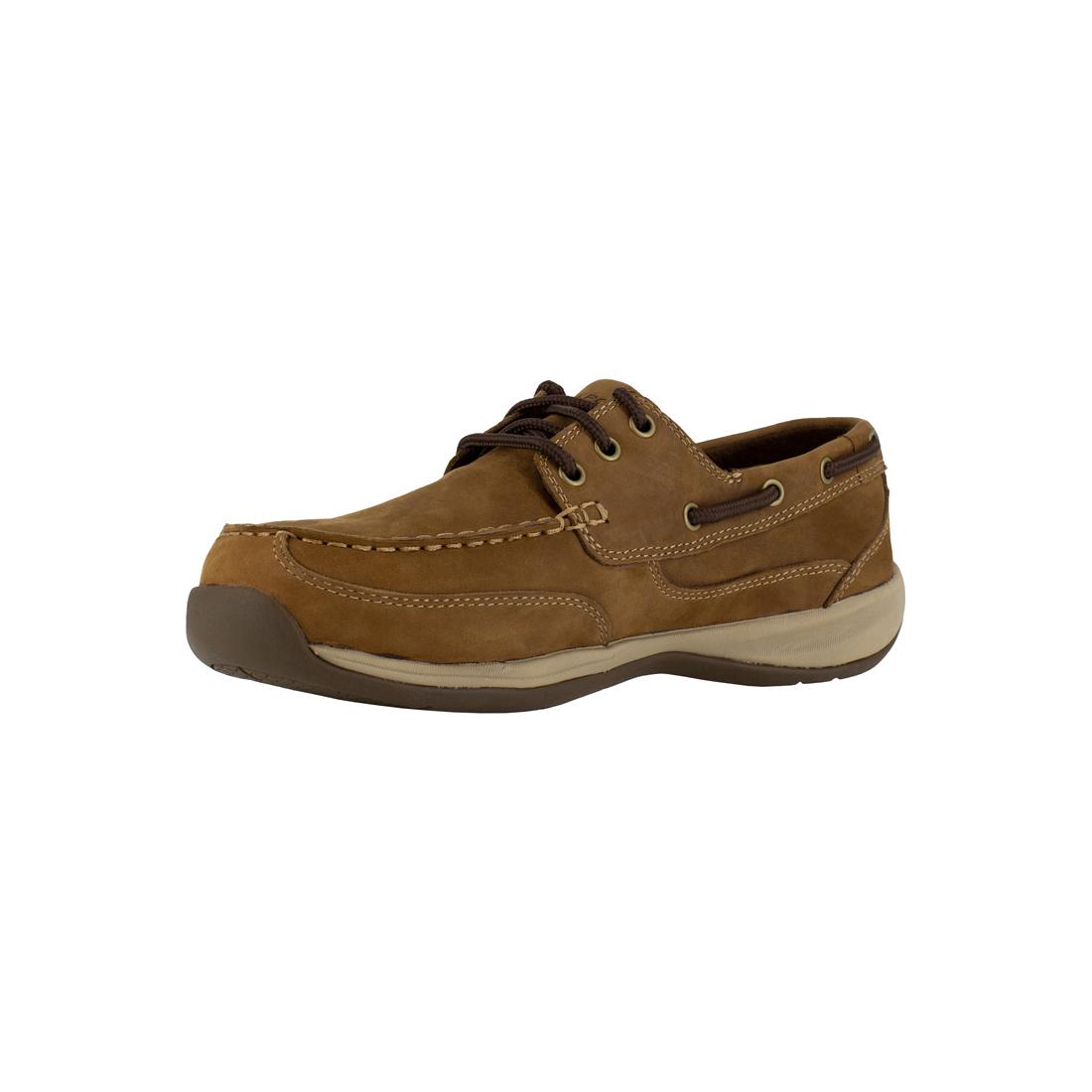 **Steel Toe Slip-On Work Shoes for Men - Brown Sailing Club Safety Shoes - Comfortable & Durable for Construction, Warehouse & Outdoor Work**