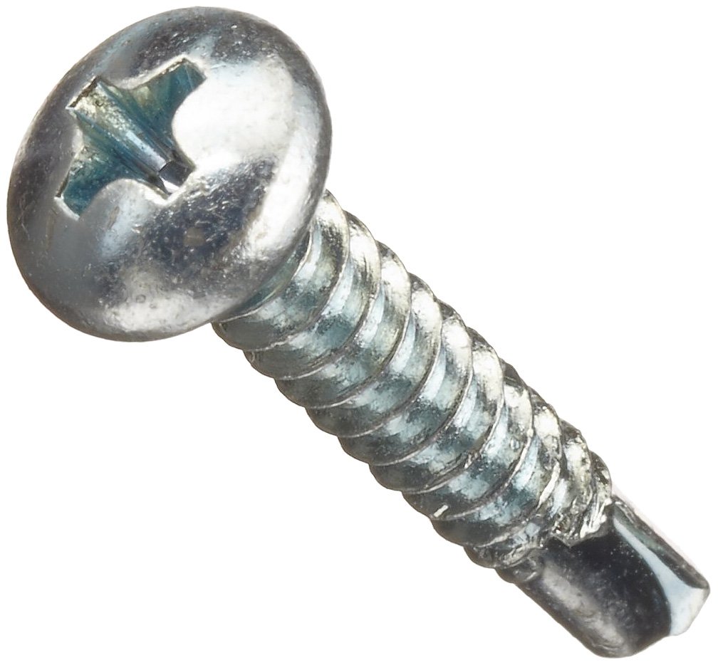 Small Parts Zinc Plated Steel Self-Drilling Screws, Pan Head Phillips Drive, #2 Drill Point, #8-18 Thread, 1/2 Inch Length (Pack of 100) for Metal Roofing and HVAC Installations
