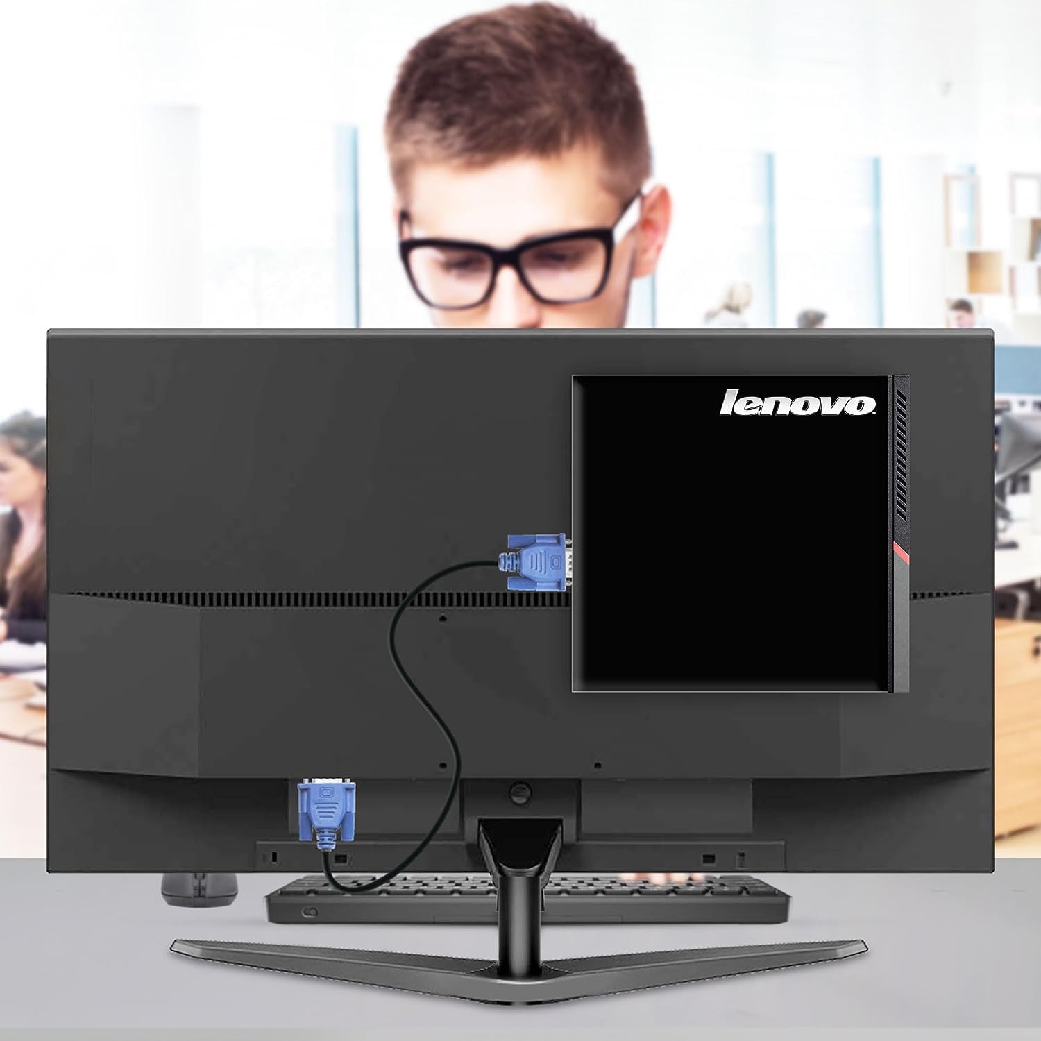 Lenovo All-in-One Tiny Desktop PC with 22