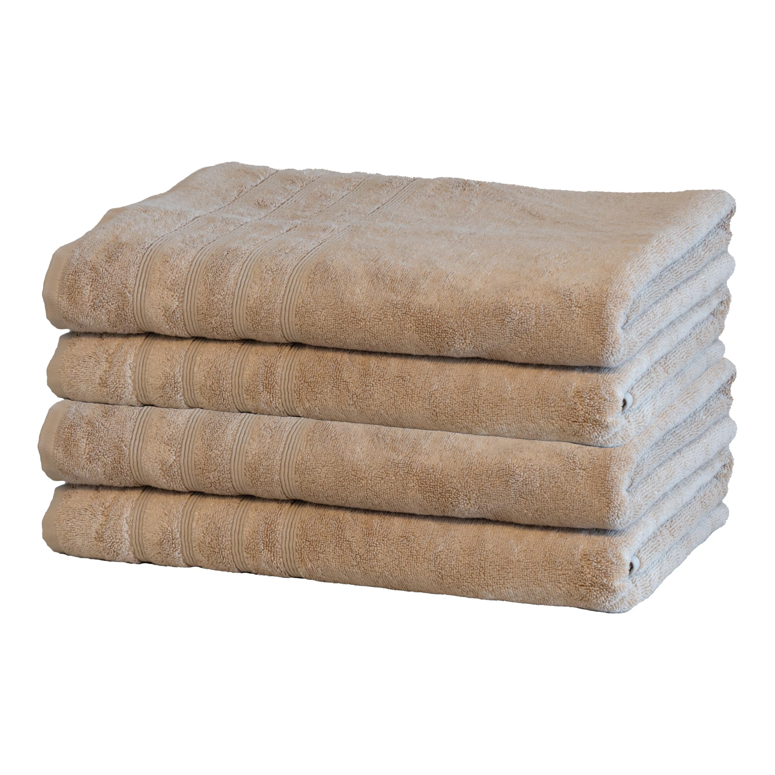 Premium Mosobam Turkish Towels Set of 4 - 35x70 Inch Bath Sheets, 700 GSM Bamboo Viscose & Aegean Combed Cotton - Light Taupe | Ultra Soft & Absorbent for Spa, Beach, Pool & Luxury Bathroom