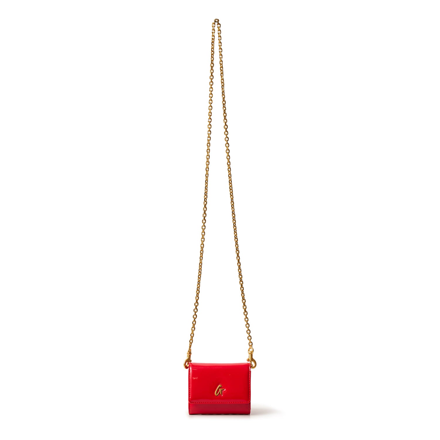 Standard Gold Compact Wallet on Chain (WOC) - Mirror Red | Stylish Crossbody Bag for Women | Perfect for Parties, Dates & Evening Events