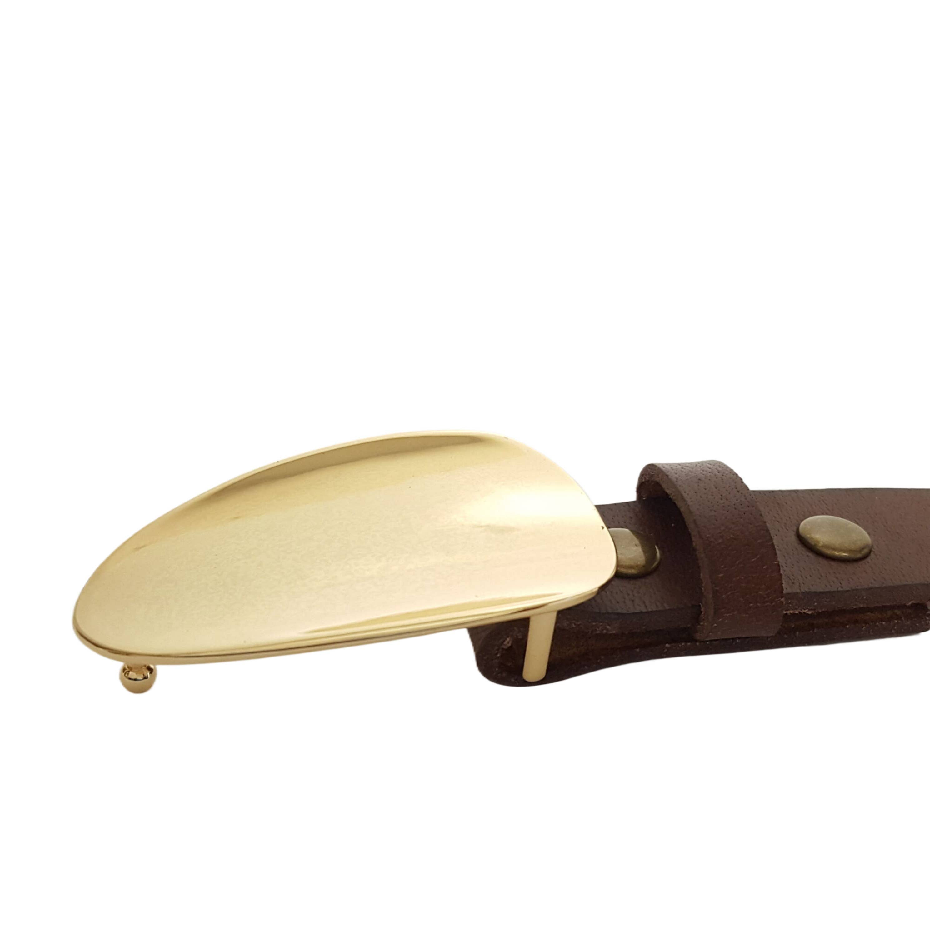 Genuine Leather Belt with Shiny Gold Buckle - Classic Dress & Casual Wear for Men & Women | Perfect for Office, Wedding & Everyday Outfits