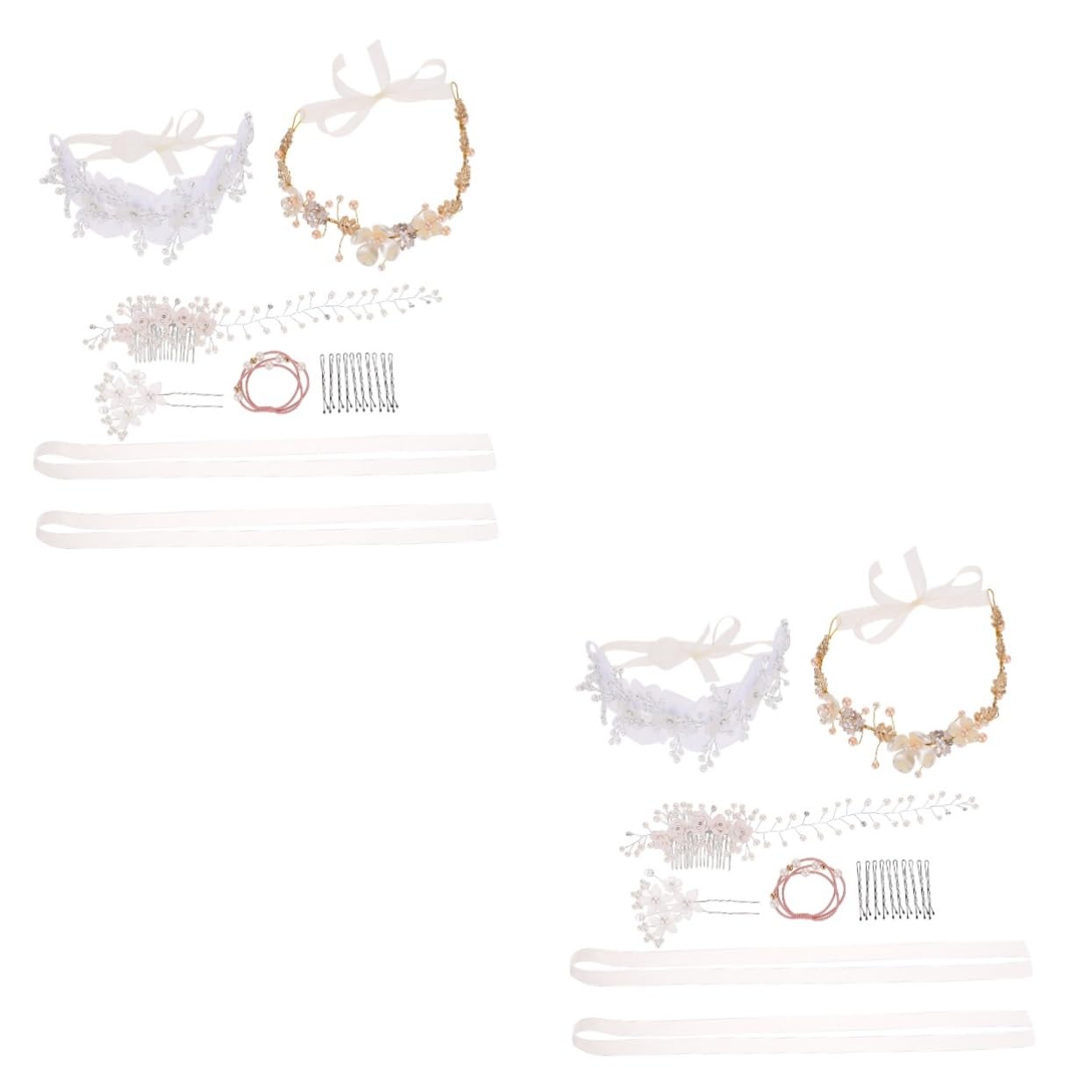 Minkissy 8-Piece Flower Girl Hair Accessories Set - Crystal Tiara, Baroque Headpiece, Pearl Headbands for Weddings & Special Occasions | Perfect for Bridal Showers, Pageants, and Princess-Themed Parties