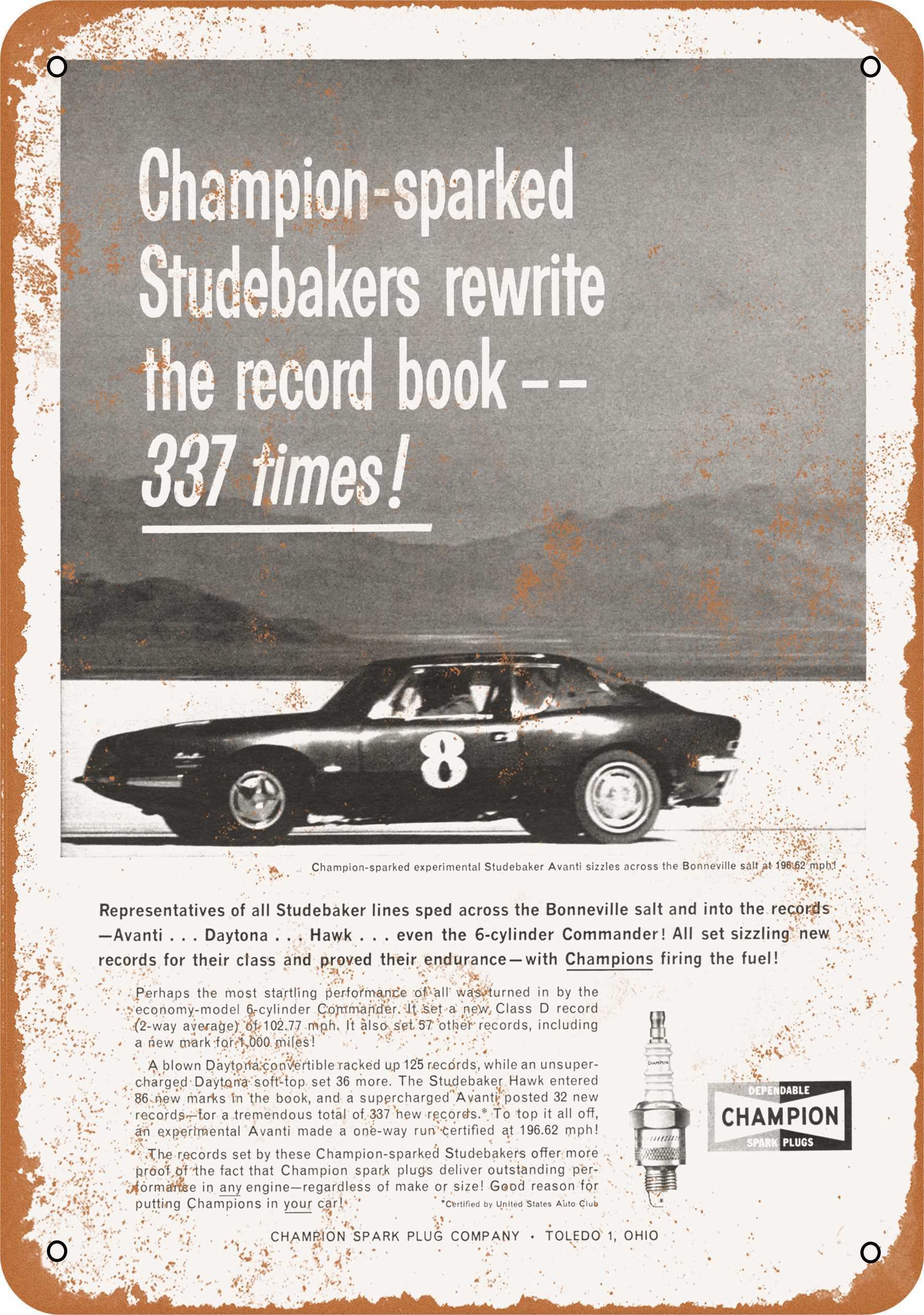 10 x 14 Inch Vintage Metal Sign - 1964 Studebaker Avanti Spark Plugs Wall Decor - Perfect for Garage, Man Cave, or Auto Shop Retro Theme