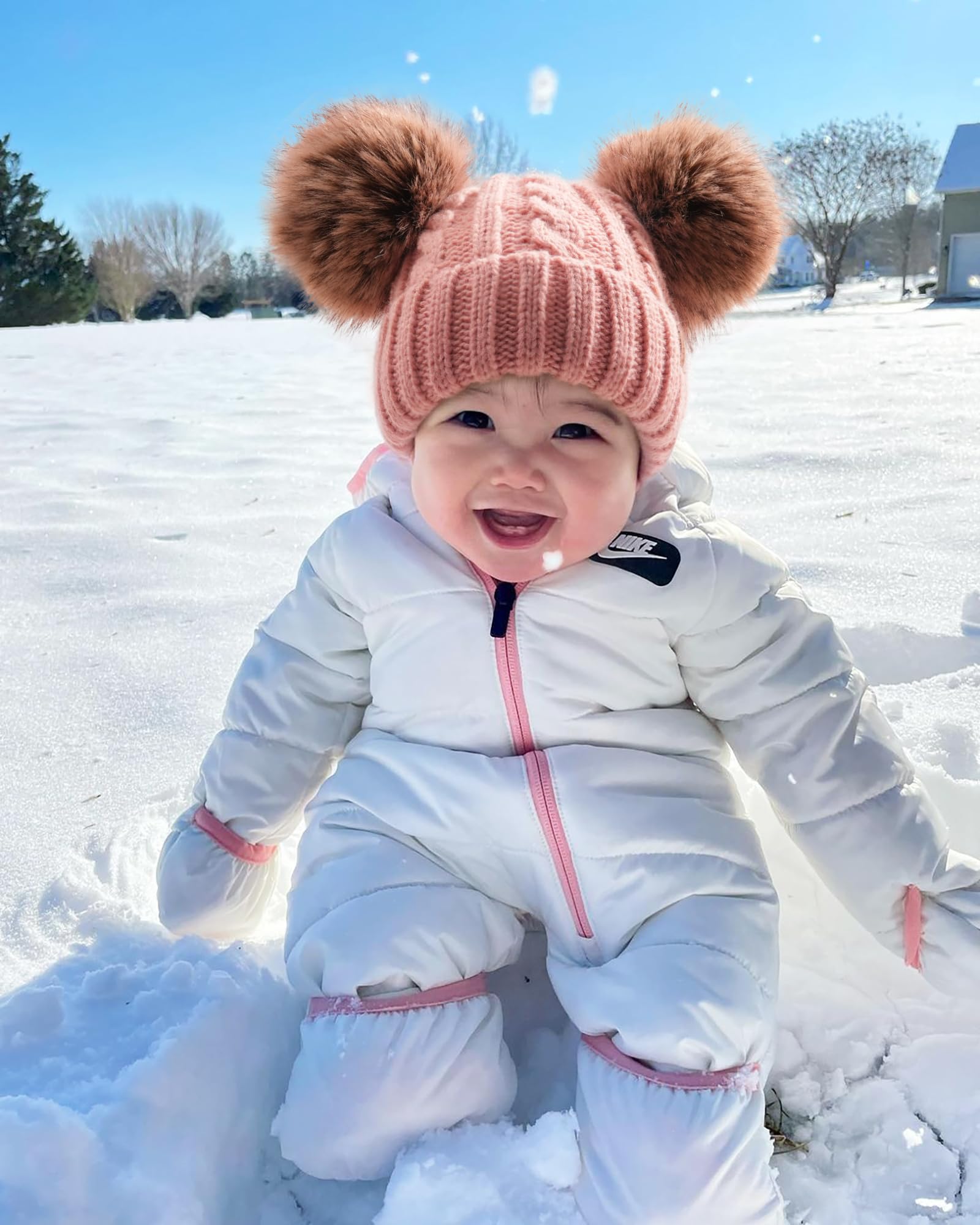 FURTALK Toddler Winter Hat for Girls & Boys - Soft Faux Fur Pom Pom Beanie - Warm Baby & Kids Hat for Cold Weather - Perfect for Snow Play, Outdoor Activities & Winter Fashion