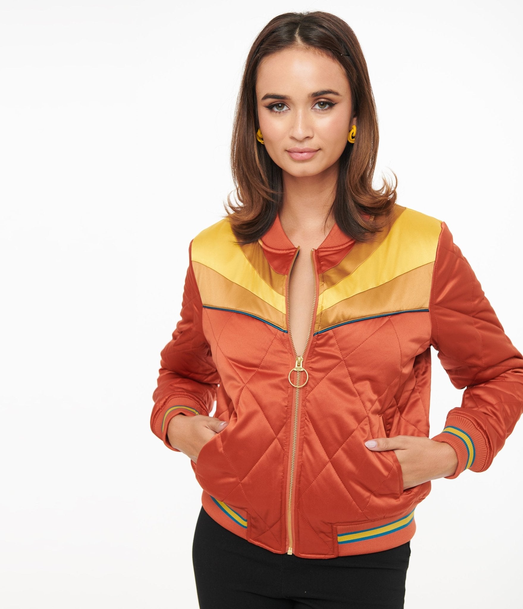 Vintage 1970s Burnt Orange Rising Sun Chainstitch Bomber Jacket - Classic Rock Style Retro Jacket for Men & Women | Perfect for Concerts, Festivals & Streetwear Fashion