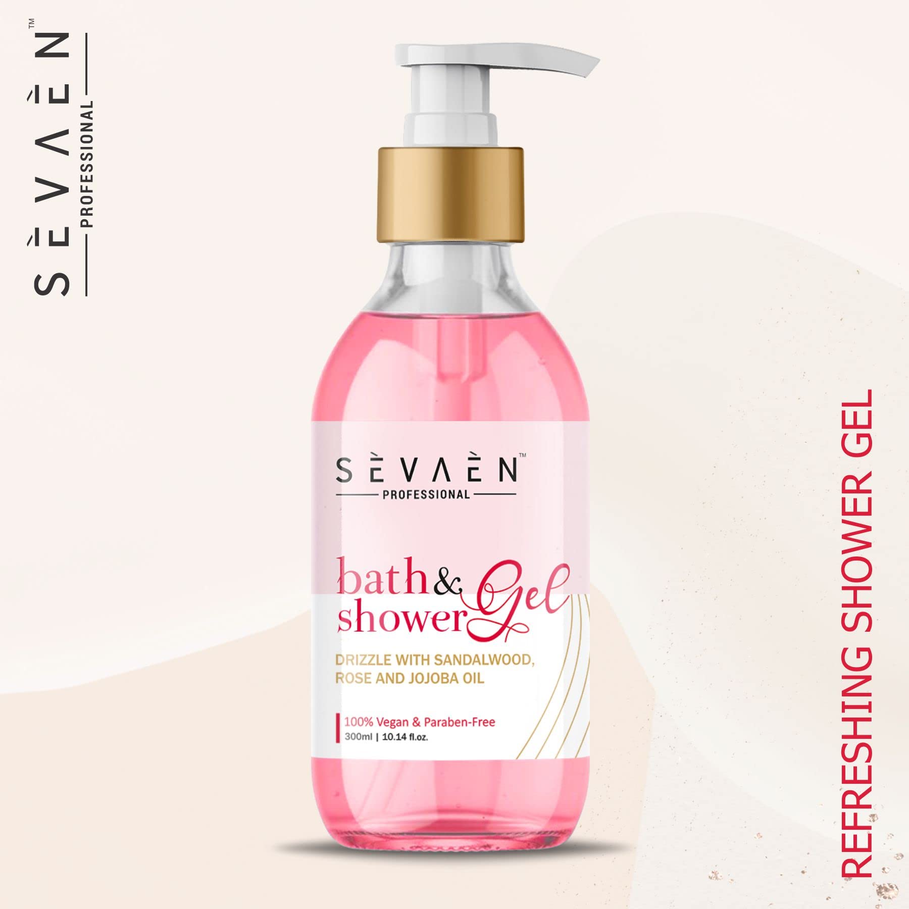SEVAEN Moisturizing Bath & Shower Gel 300ml - Hydrating Body Wash with Sandalwood, Rose & Jojoba Oil - Luxury Aromatherapy for Relaxing Bath & Spa Experience