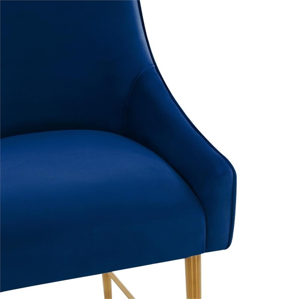 TOV Furniture Beatrix Navy Blue Velvet Counter Stool with Gold Metal Legs - 24