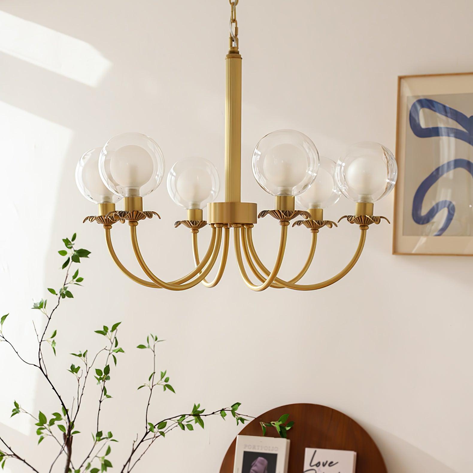 Elegant Aureate Radiance Glass Chandelier - Modern Crystal Ceiling Light Fixture for Dining Room, Living Room & Bedroom Decor