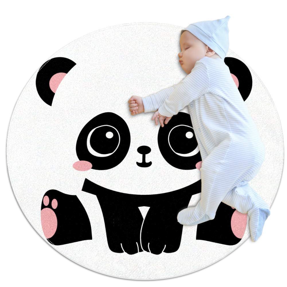Soft Panda Round Play Mat for Kids - Non-Slip Nursery Rug, Baby Floor Mat for Bedroom, Living Room & Bathroom - 31.5x31.5 Inch Cute Home Decor - Perfect for Playtime, Reading Nook & Toddler Safe Space