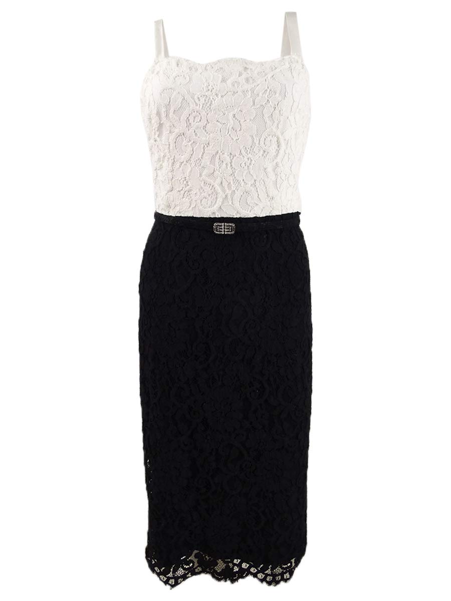LAUREN RALPH LAUREN Women's Mai Lace Two-Tone Midi Dress - Elegant Floral Lace Cocktail Dress for Weddings, Parties & Special Occasions
