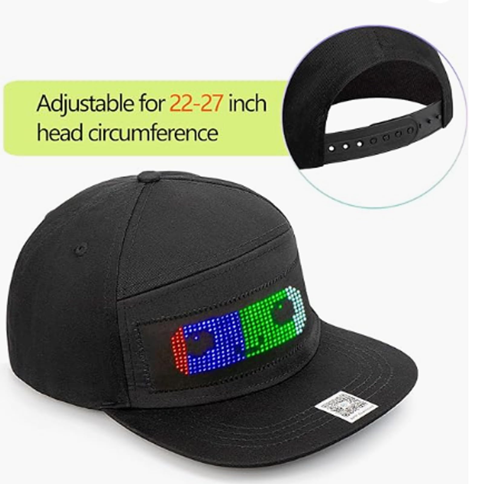 Yoyoway Bluetooth LED Rolling Display Hat - Customizable Text & Patterns for Sports, Concerts, and Night Events - Rechargeable & Wireless LED Cap for Advertising, Parties, and Outdoor Activities