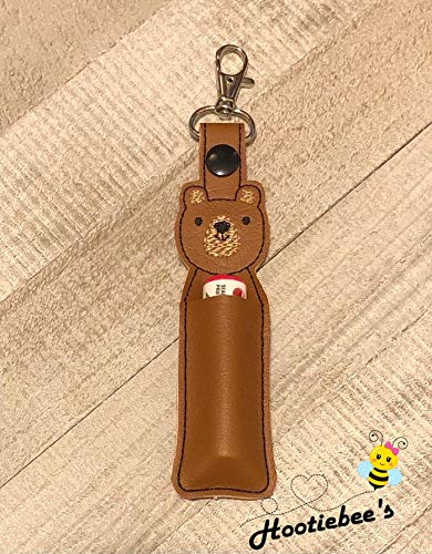 Bear-Shaped Hand Sanitizer Holder & Lip Balm Clip - Cute Keychain Accessory for Purse, Backpack, Gym Bag and Outdoor Activities