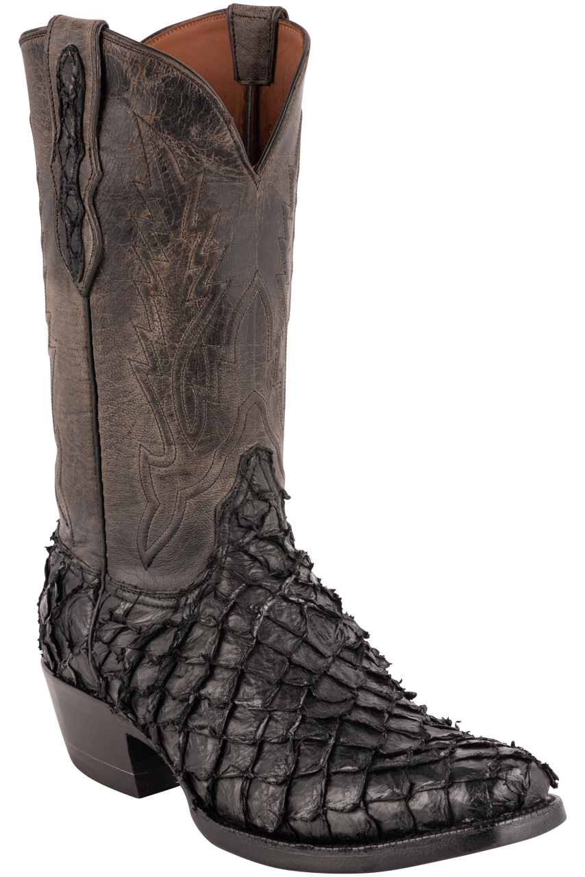 Exclusive Black Jack Pirarucu Leather Cowboy Boots for Men - Western Style Riding Boots for Country, Rodeo & Outdoor Adventures