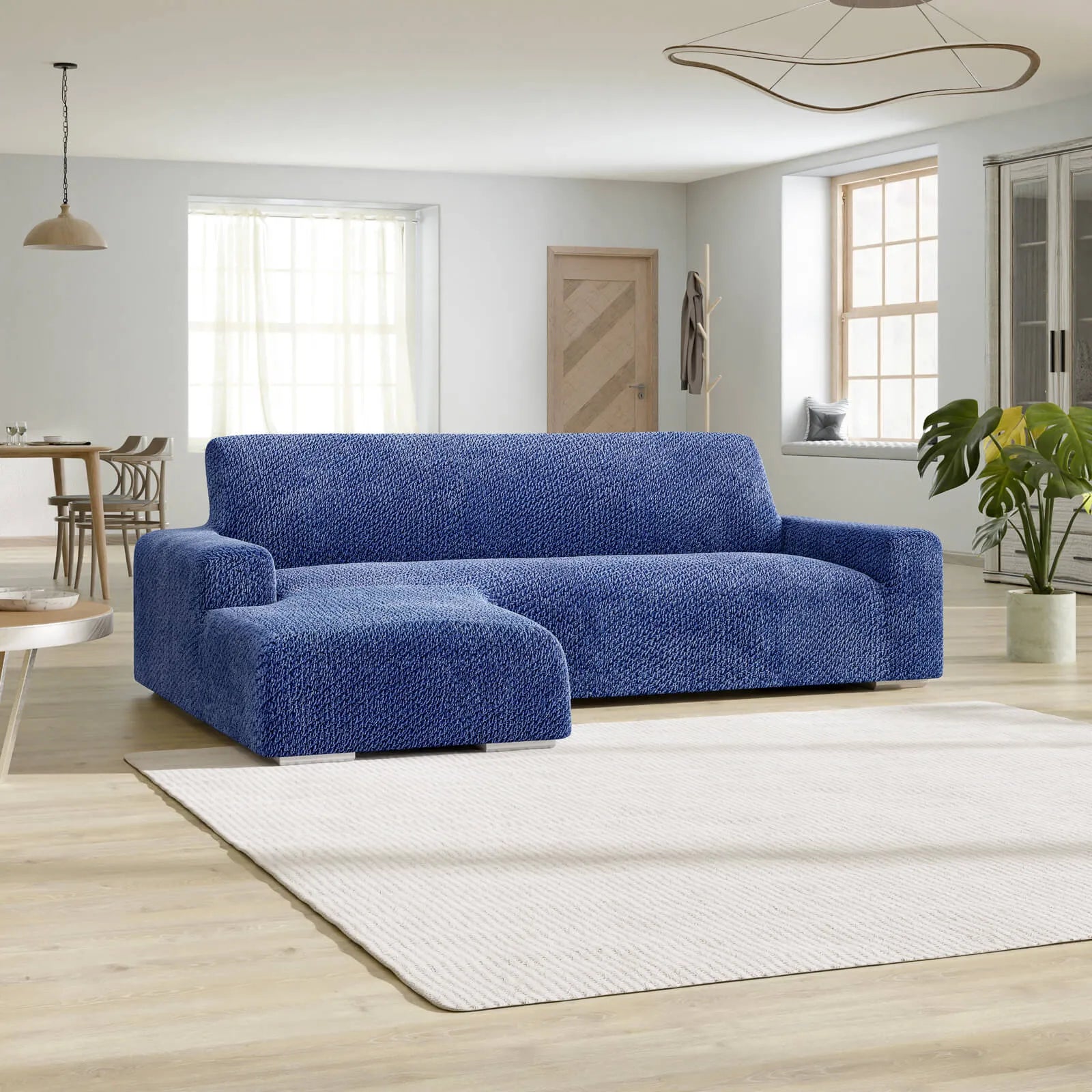 L Shaped Sofa Slipcover with Left Chaise - Soft Velvet Stretchable Couch Cover - Perfect for Living Room, Home Theater & Family Gatherings