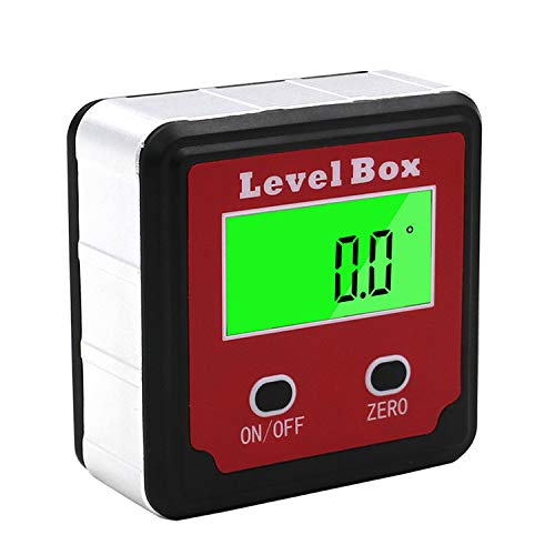Digital Angle Finder - High Precision Red Protractor with Magnetic Base, Inclinometer & Level Box for Woodworking, Metalworking & DIY Projects