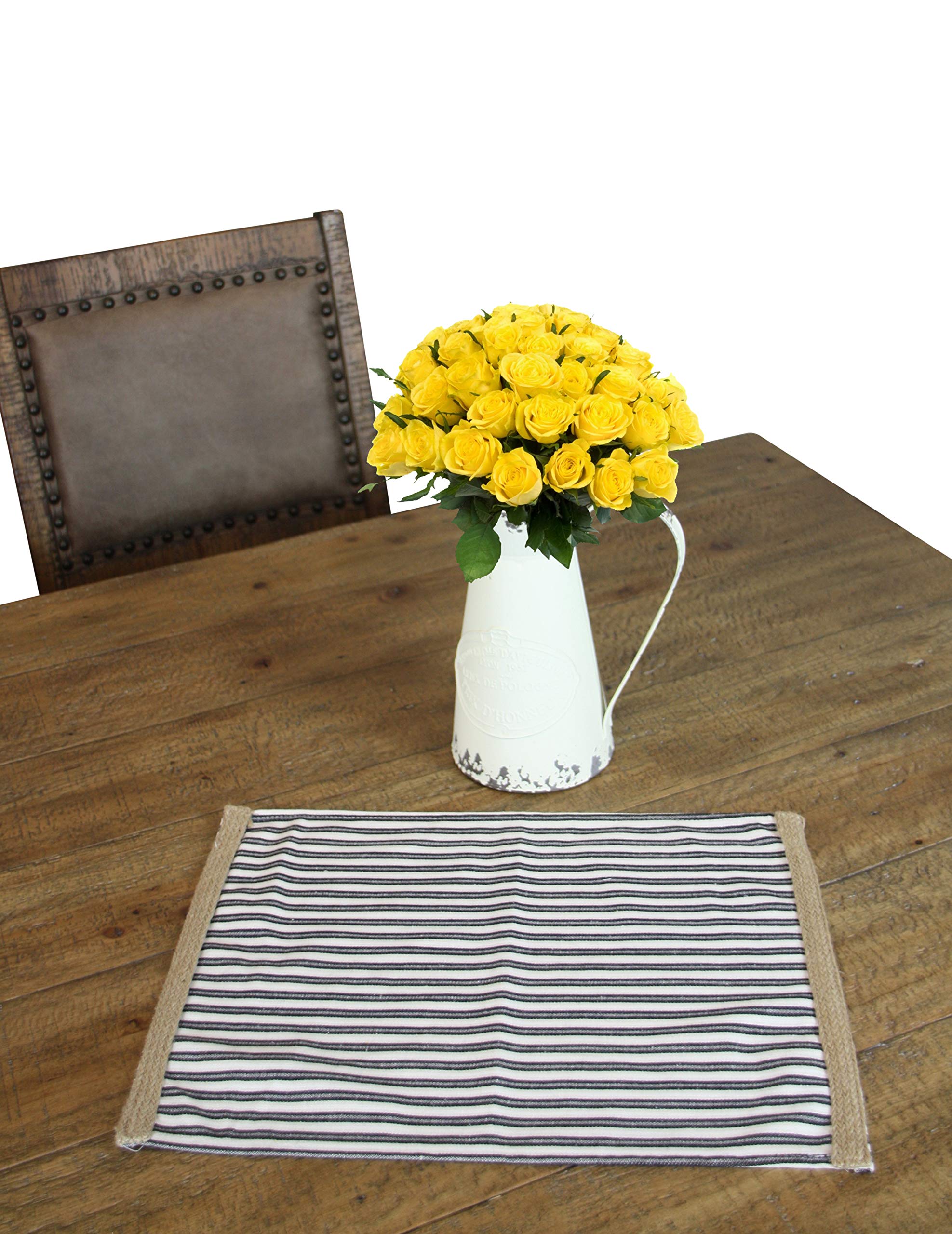 Premium Cotton Placemats Set for Dining Table - Modern Rectangle Table Mats with Jute Trim Design - Elegant Table Decor for Holidays, Weddings, Parties & Everyday Use - Perfect for Formal Dinners, Family Gatherings and Home Decor