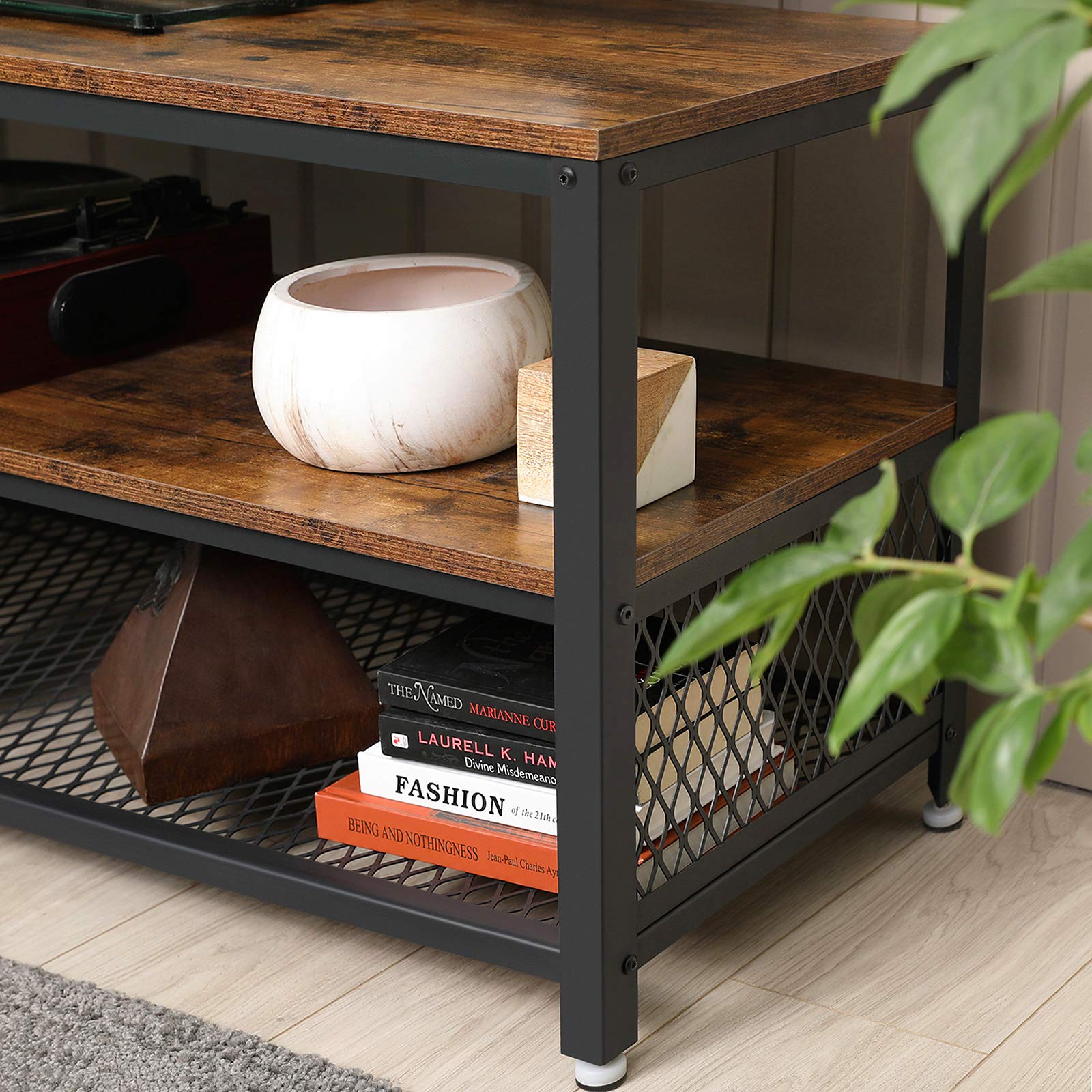VASAGLE TV Stand with Storage Shelf - Rustic Brown Entertainment Center for up to 60 Inch TVs, Multi-Functional Media Console & Coffee Table - Perfect for Living Room, Bedroom or Home Theater Setup