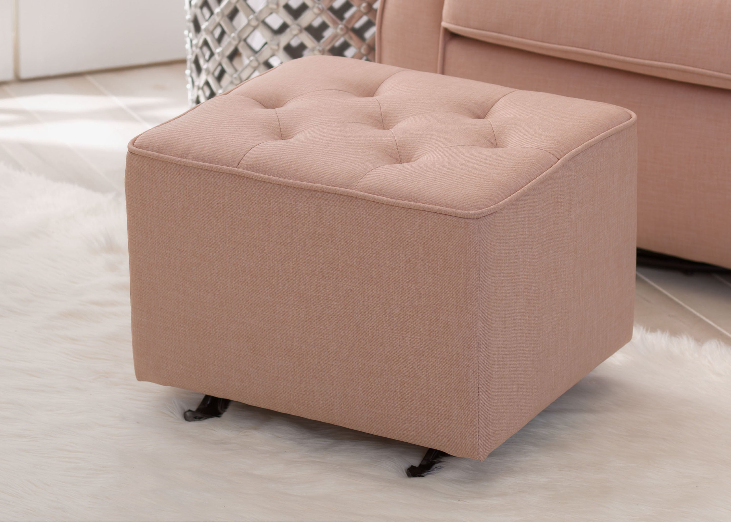 Emma Diamond Tufted Nursery Gliding Ottoman - Soft Upholstered Baby Room Footrest - Perfect for Nursing, Rocking & Nursery Decor