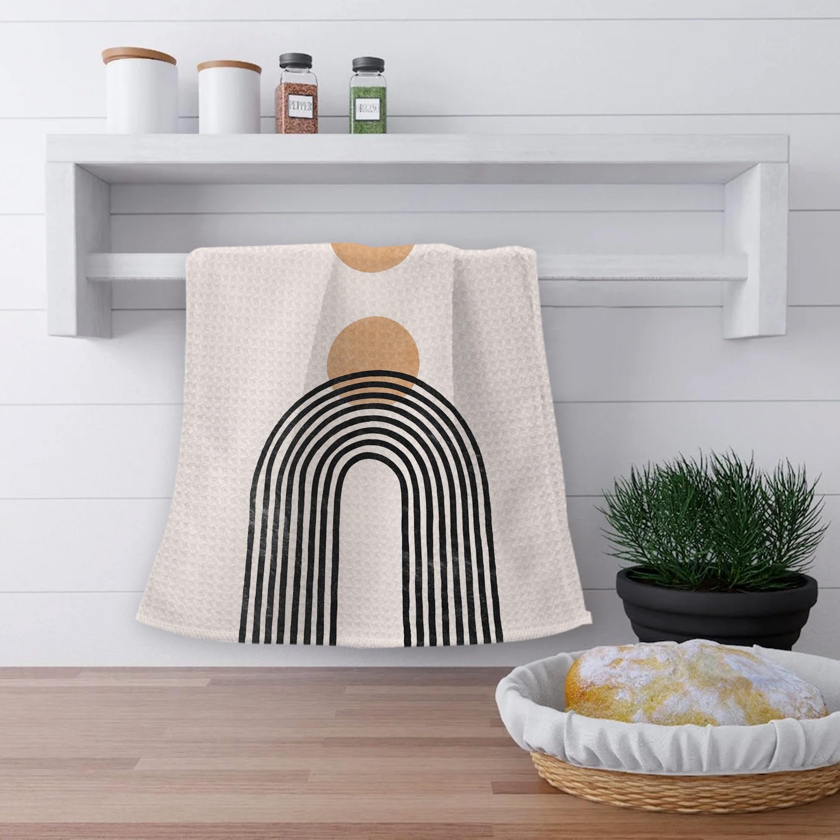 Boho Sun Rainbow Highly Absorbent Kitchen Towels Set of 2 - Bohemian Hand & Dish Towels for Bathroom & Kitchen Decor - Perfect for Boho Lover Gifts, Home Styling & Hostess Presents