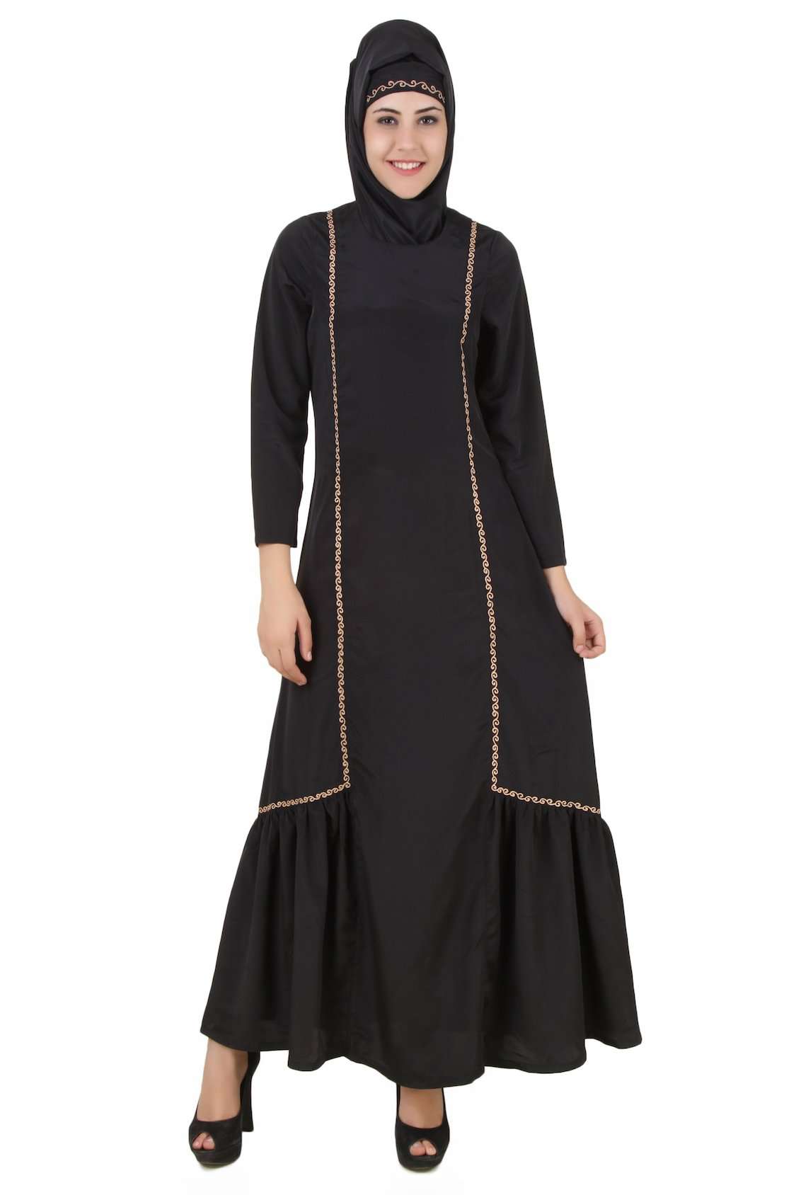 Fathima Black Nida Abaya - Elegant Muslim Prayer Dress for Women | Perfect for Prayer, Mosque & Special Occasions