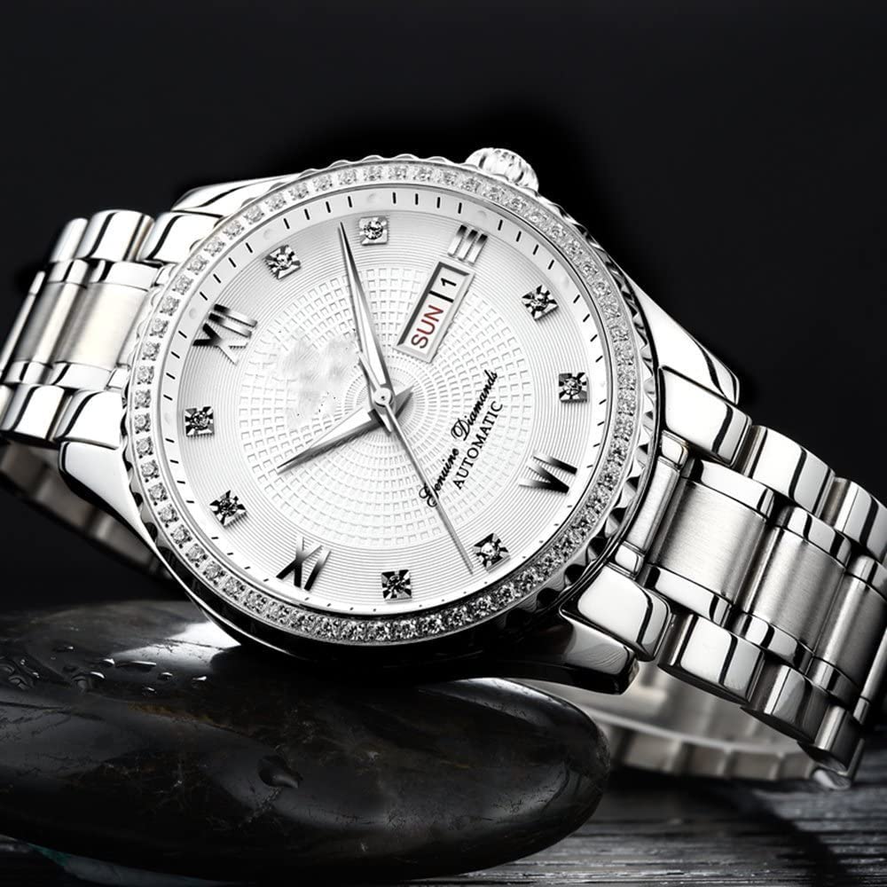 Luxury Automatic Self-Wind Couples Watches with Calendar Date - Stainless Steel His & Hers Matching Watch Set for Men & Women | Perfect Anniversary, Wedding, and Valentine's Day Gifts for Couples