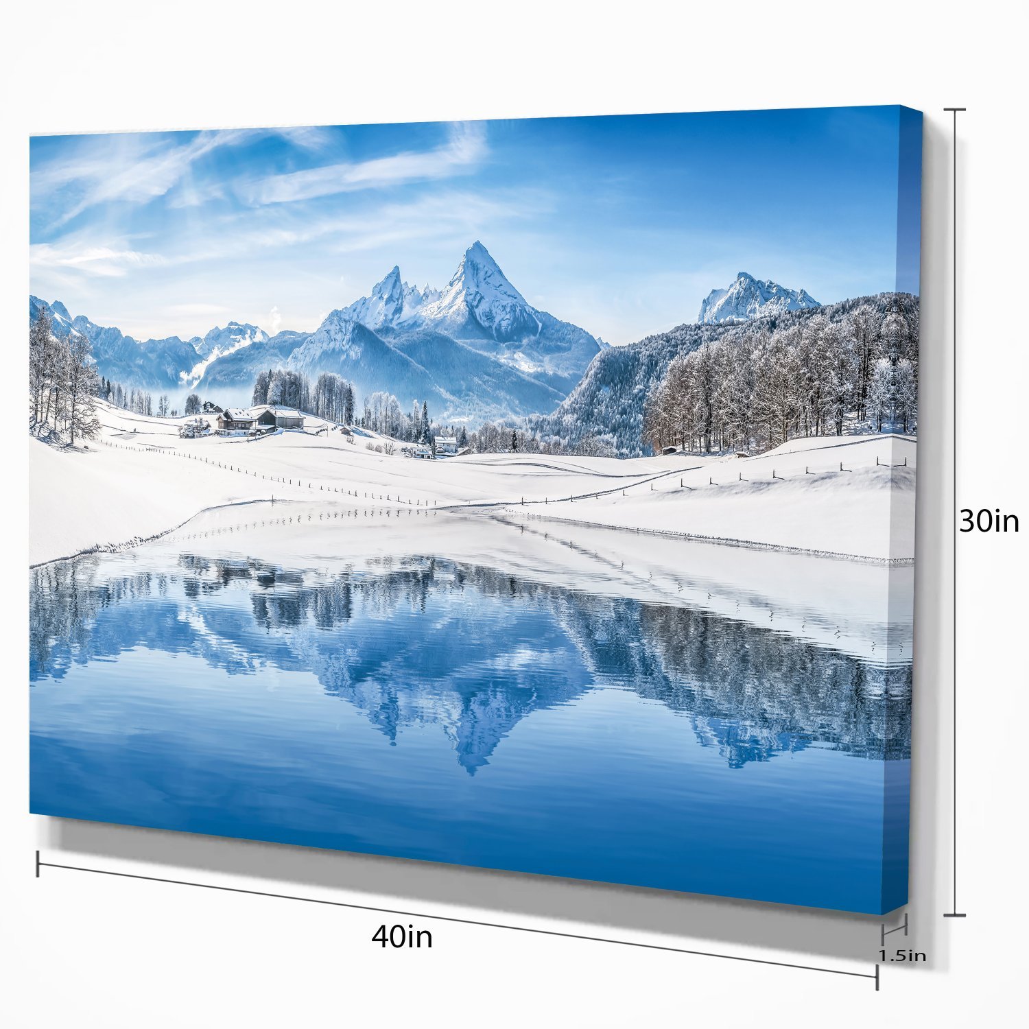 Stunning Icy Winter Mountain Alps Landscape Photography Canvas Print - Perfect for Living Room, Bedroom & Office Wall Decor