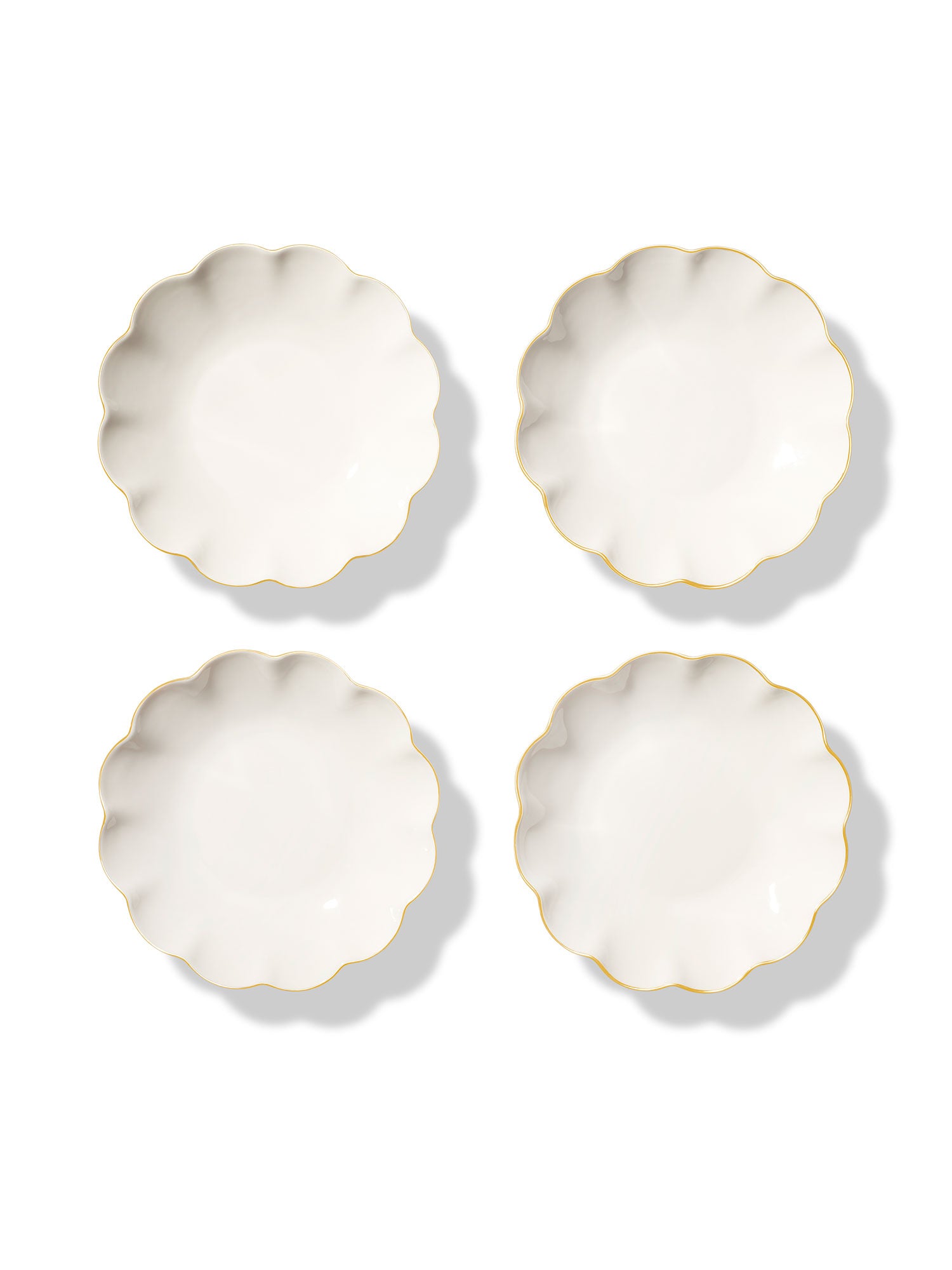 Elegant Scalloped Appetizer Plates Set - 12-Piece Porcelain Serving Dishes for Cheese, Desserts & Hors d'Oeuvres - Perfect for Dinner Parties, Weddings & Holiday Entertaining