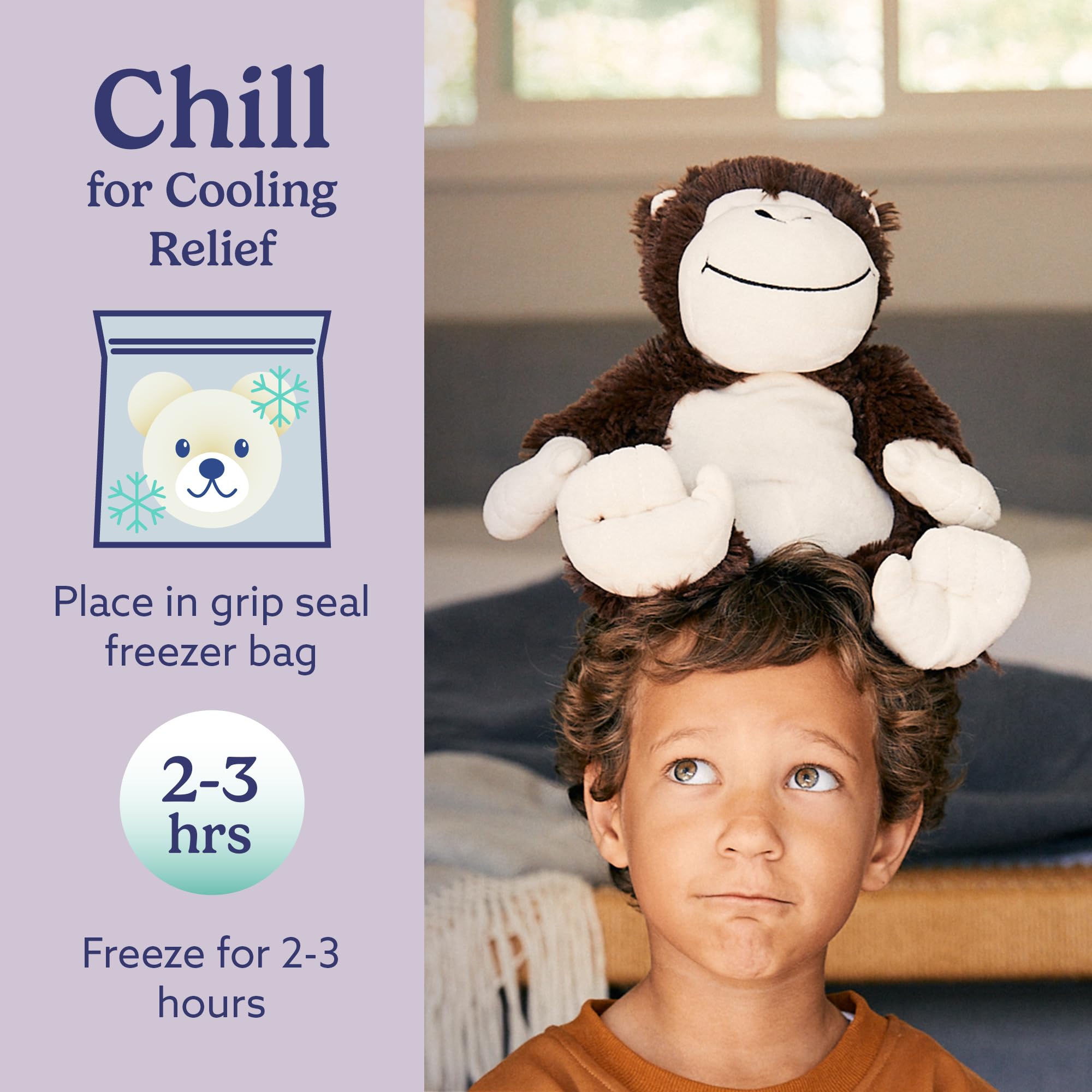 Warmies Microwavable & Weighted Stuffed Monkey Plush Toy - Soft Heating Animal for Adults & Kids - Perfect for Stress Relief, Anxiety Comfort & Sleep Aid - Ideal Gift for Boys, Girls, Babies & Toddlers (Great for Cuddling, Relaxation & Winter Warmth)