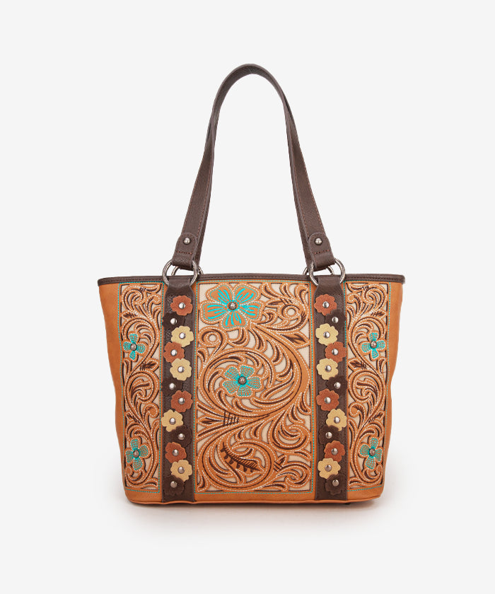 Montana West Embroidered Floral Cut Out Tote Bag for Women - Stylish Handbag for Work, Travel & Shopping