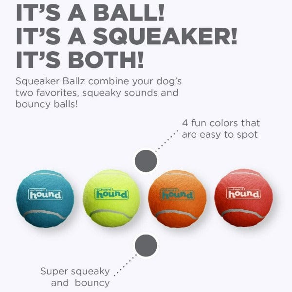 Outward Hound Squeaker Ballz Dog Toy - Durable Chew Toys for Small & Large Dogs - Fun Interactive Play for Indoor & Outdoor Use