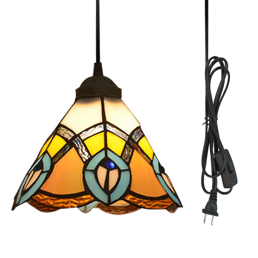 Kiven Plug in Pendant Light with 15 Ft Black Fabric Cord & 7.9