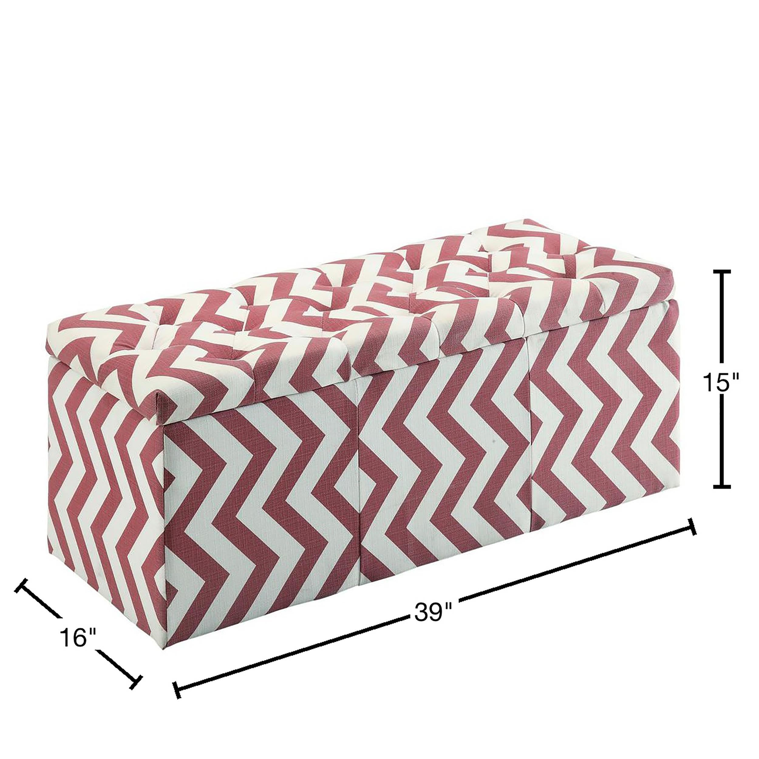 Furniture of America Laina Contemporary Fabric Storage Bench - Red Ottoman with Lift Top for Entryway, Bedroom & Living Room Organization