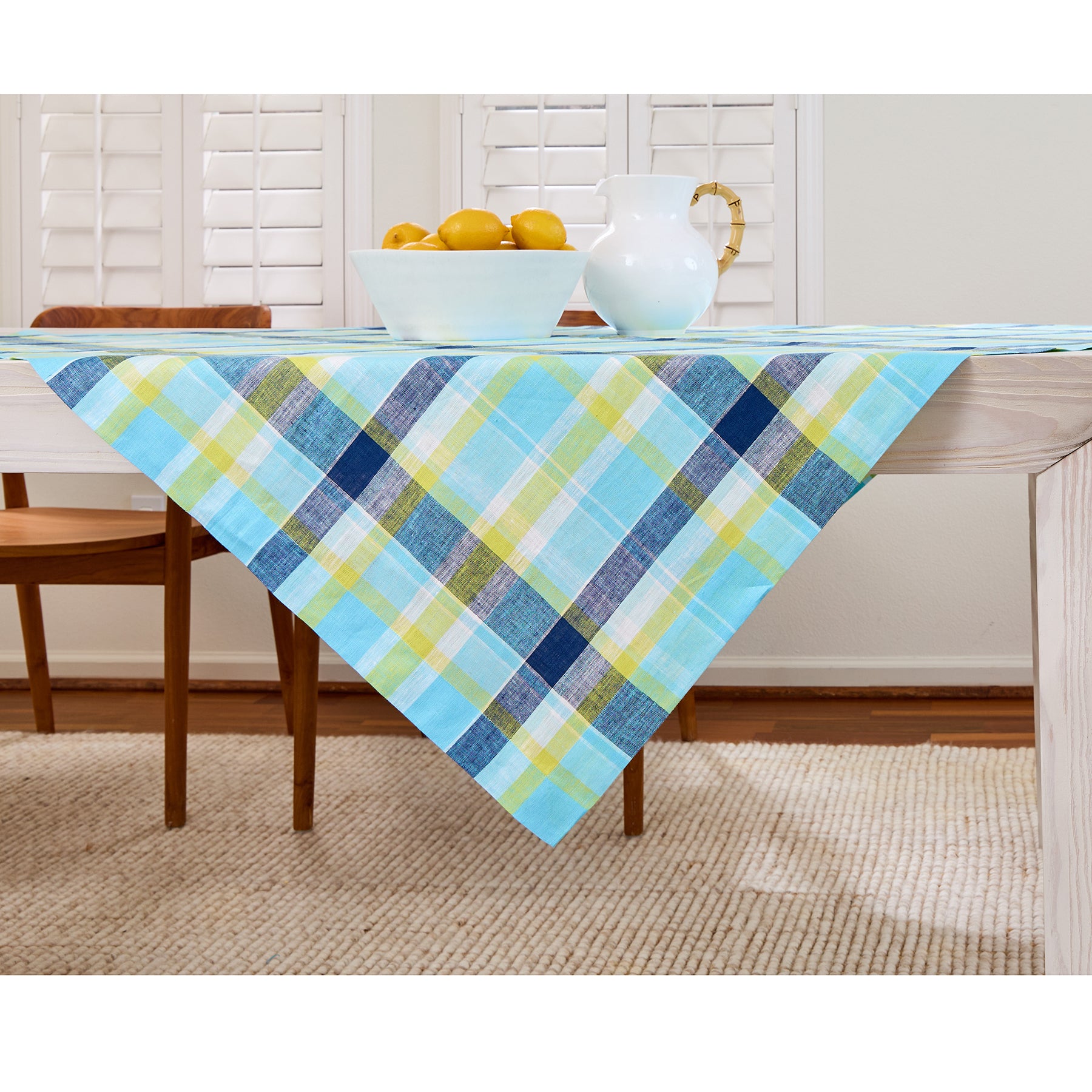 Summer Madras Plaid Table Throw - Lightweight Cotton Tablecloth for Picnics, BBQs & Outdoor Dining - Perfect for Beach, Garden & Patio Decor