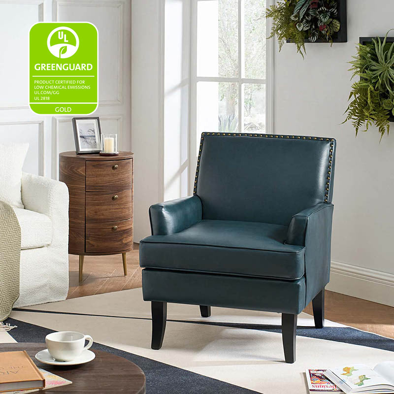 Fatima Vegan Leather Armchair - Modern PU Leather Lounge Chair for Living Room, Office & Bedroom - Eco-Friendly Faux Leather Accent Chair with Sturdy Metal Legs