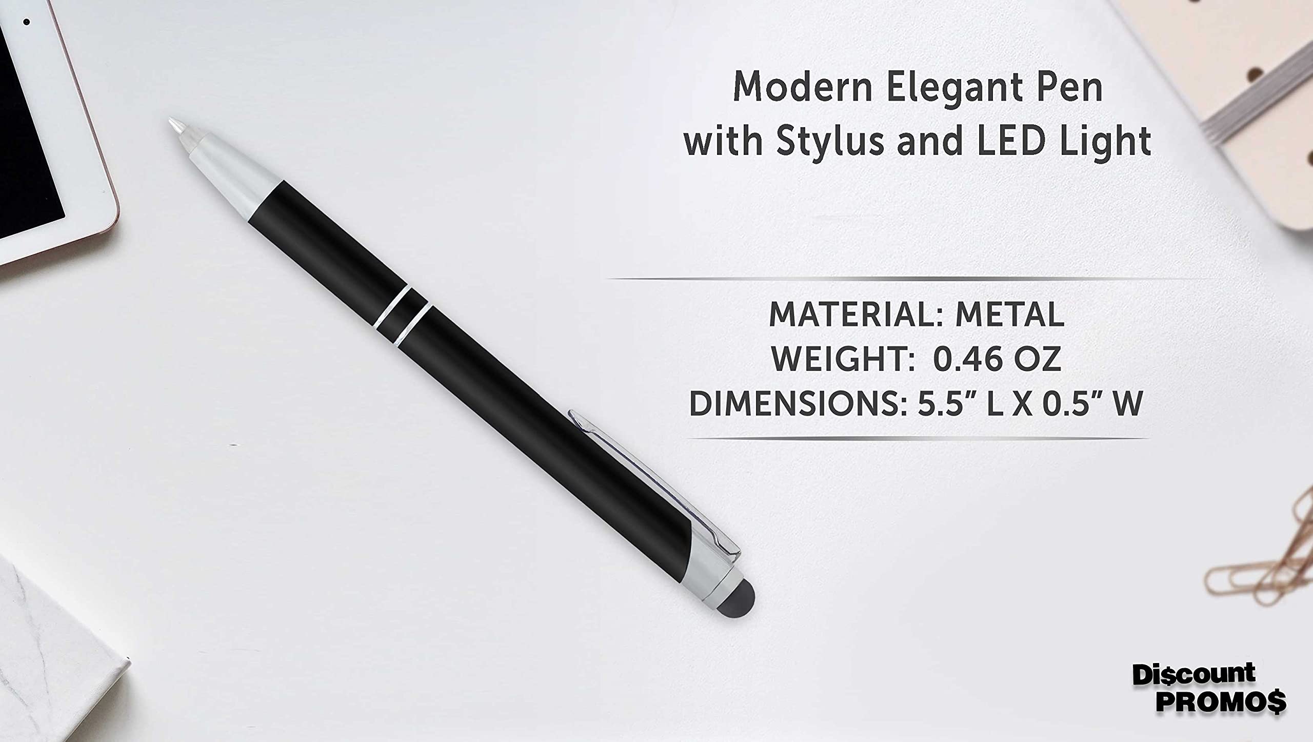 10-Pack Night Rite LED Stylus Pens with Twist Action & Black Ink - Metal Tip for Touchscreens - Perfect for Writing, Drawing & Note-Taking in Low Light