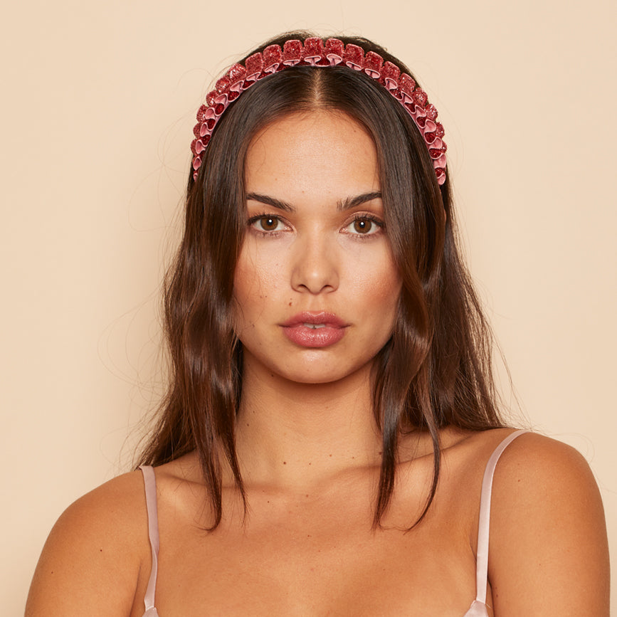 Rafaela Metallic Velvet Headband for Women - Elegant Hair Accessory for Parties, Weddings & Special Occasions