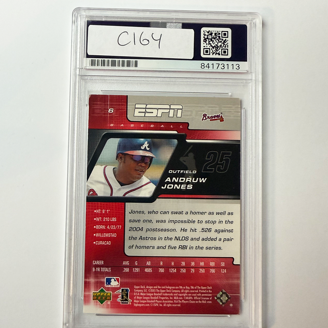 Andruw Jones Autographed 2005 UD ESPN #6 Baseball Card with 2 Inscriptions - PSA Certified Authentic - Perfect for MLB Memorabilia Collectors and Atlanta Braves Fans
